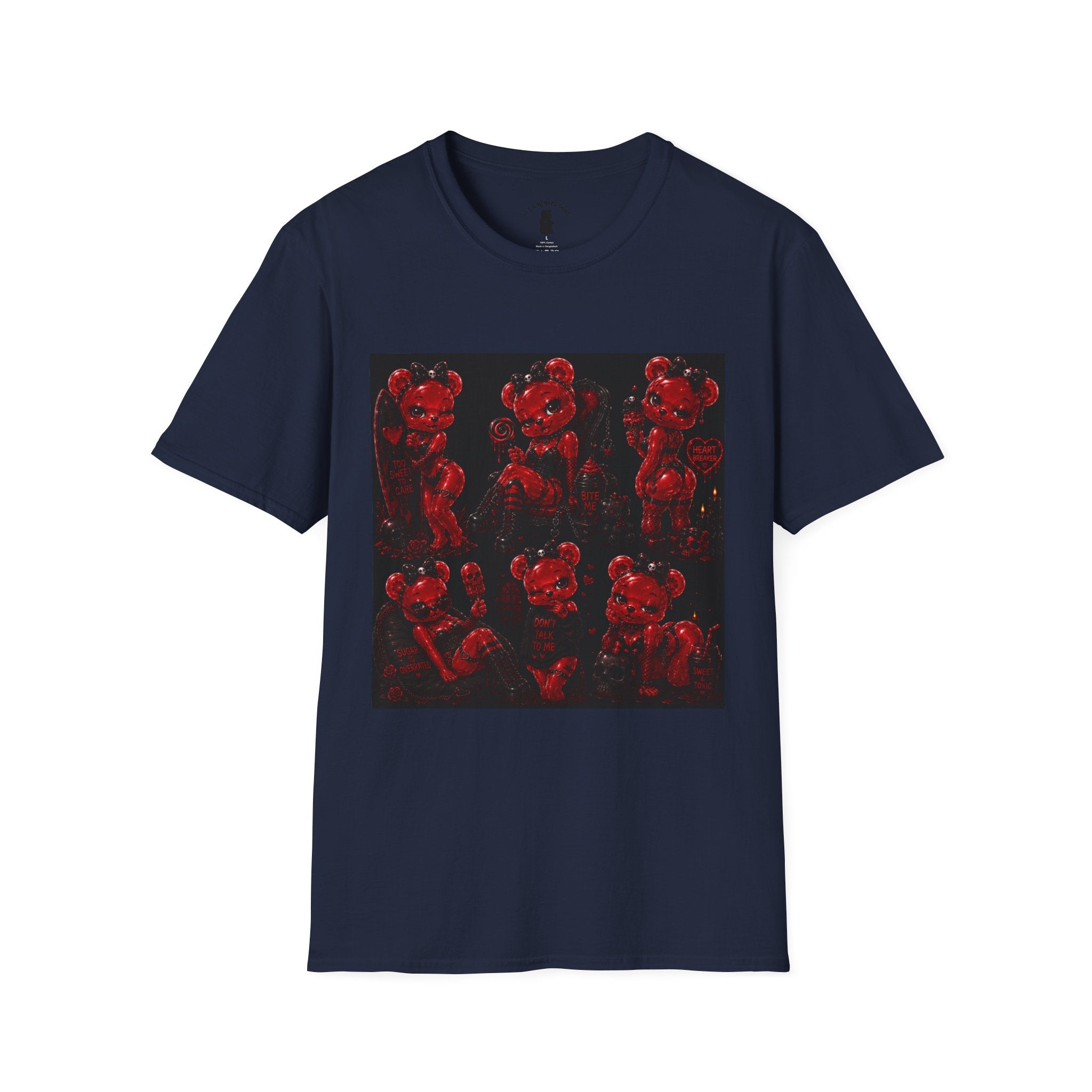 Punk Retro Crimson Red Oozy Bear Babe, Beach Pin Up Addition- Adult Graphic Shirt (18+)