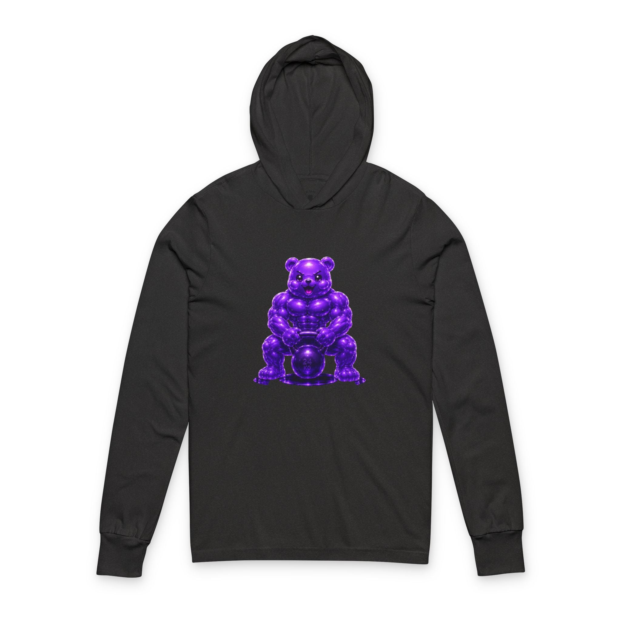 Lifting up the Kettlebell, Violet Oozy Buff Bear Gym Special- Adult Work Out Sweatshirt