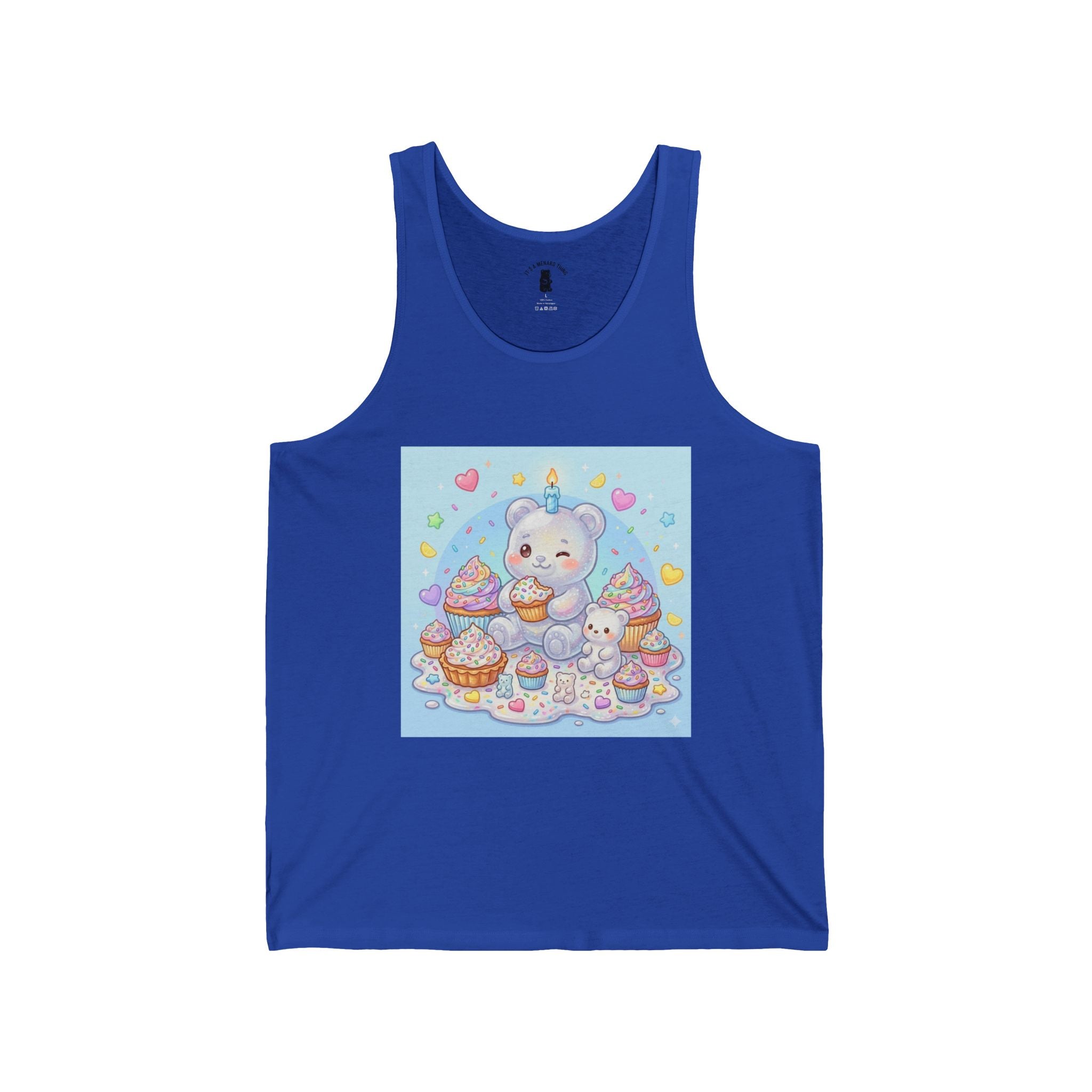 Cupcake Party Surprise, White Gooey Gummy Bear-Kawaii Graphic Tank Top