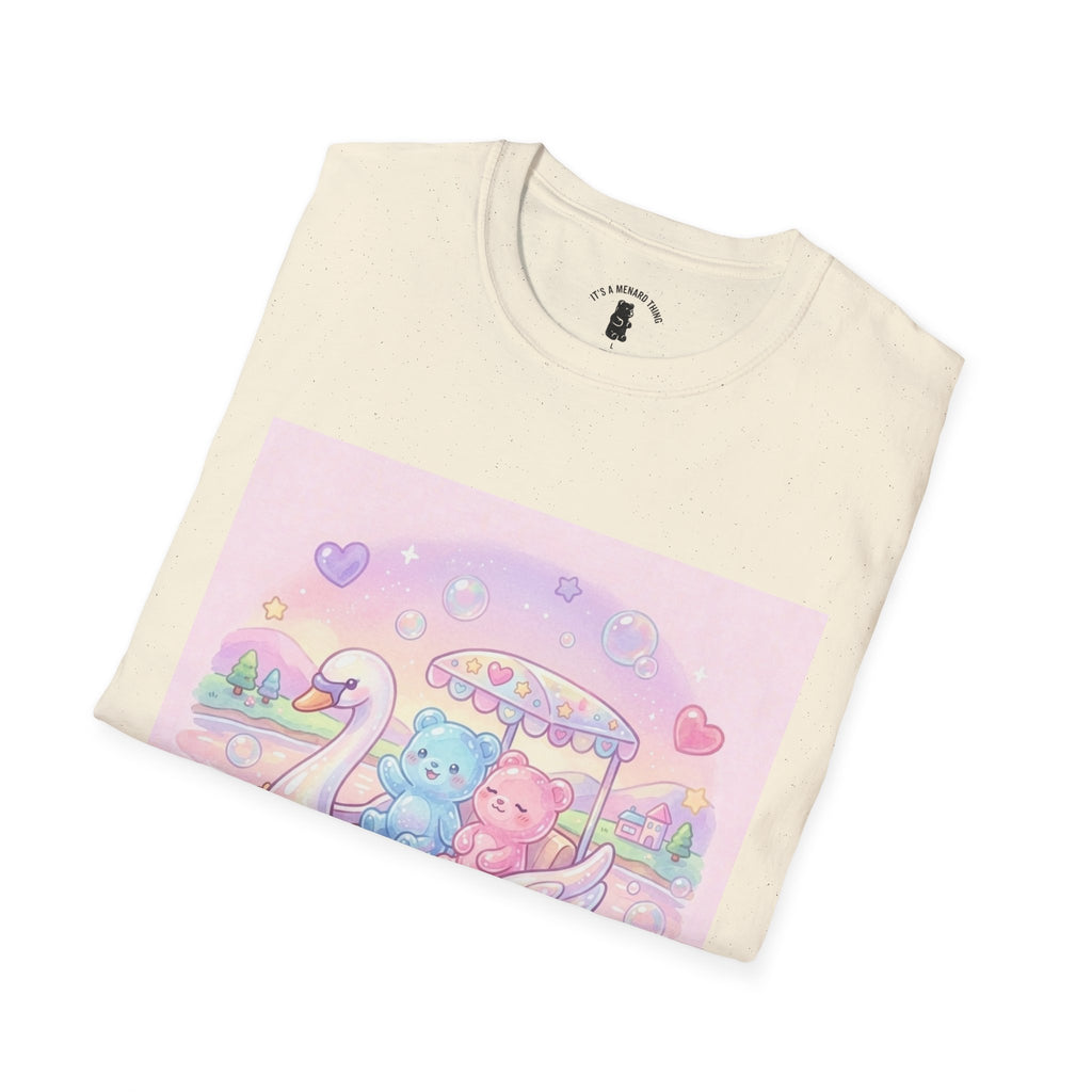 Romantic Swan Boat Ride, Gooey Gummy Friends— Kawaii Graphic T-Shirt