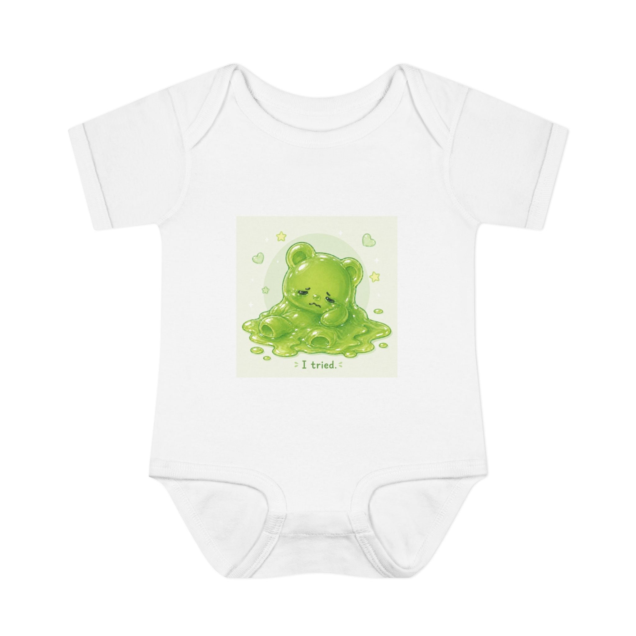 Infant Bodysuit — Cute Gooey Green Melted Gummy Bear "I Tried" Baby Onesie