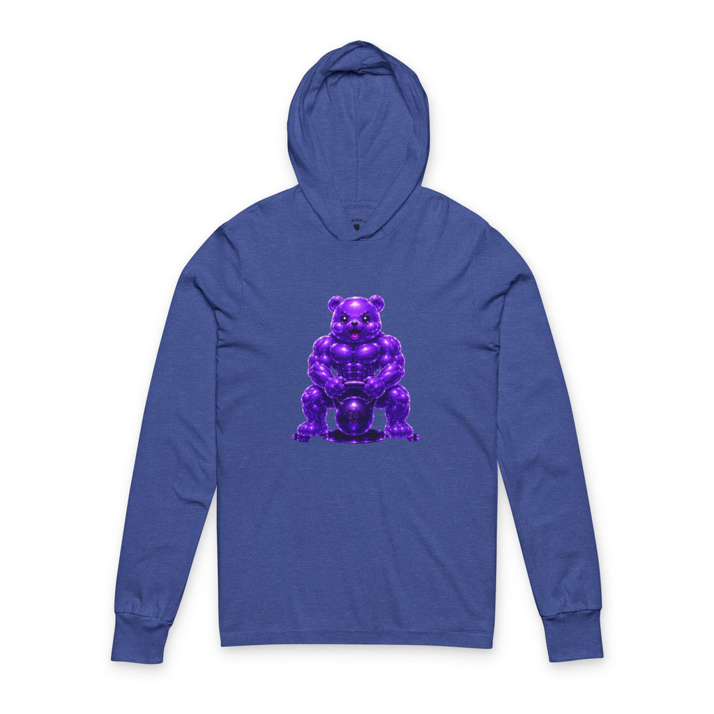 Lifting up the Kettlebell, Violet Oozy Buff Bear Gym Special- Adult Work Out Sweatshirt