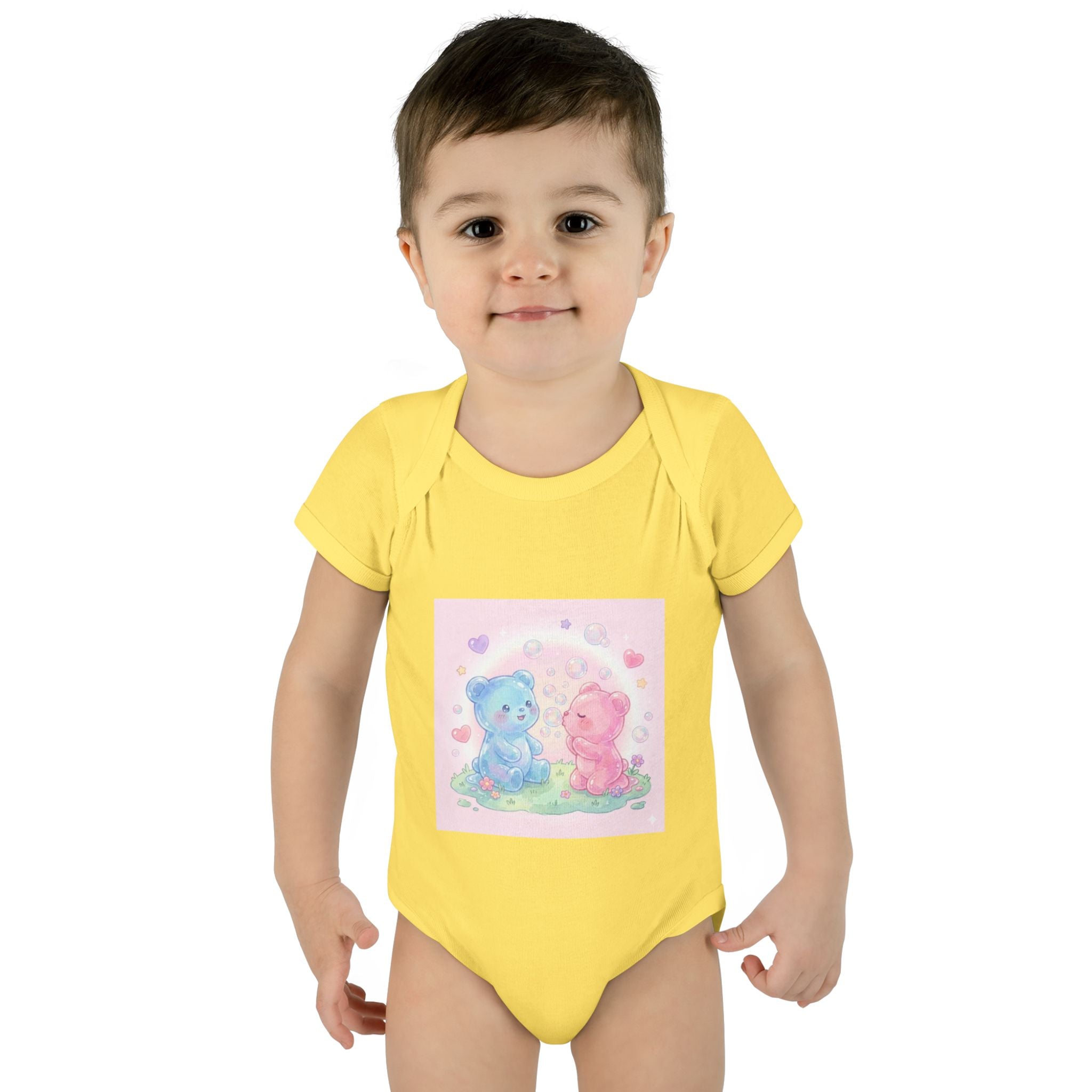 Baby Bodysuit — Pastel Blue & Pink Gooey Gummy Bears Cute Newborn Onesie