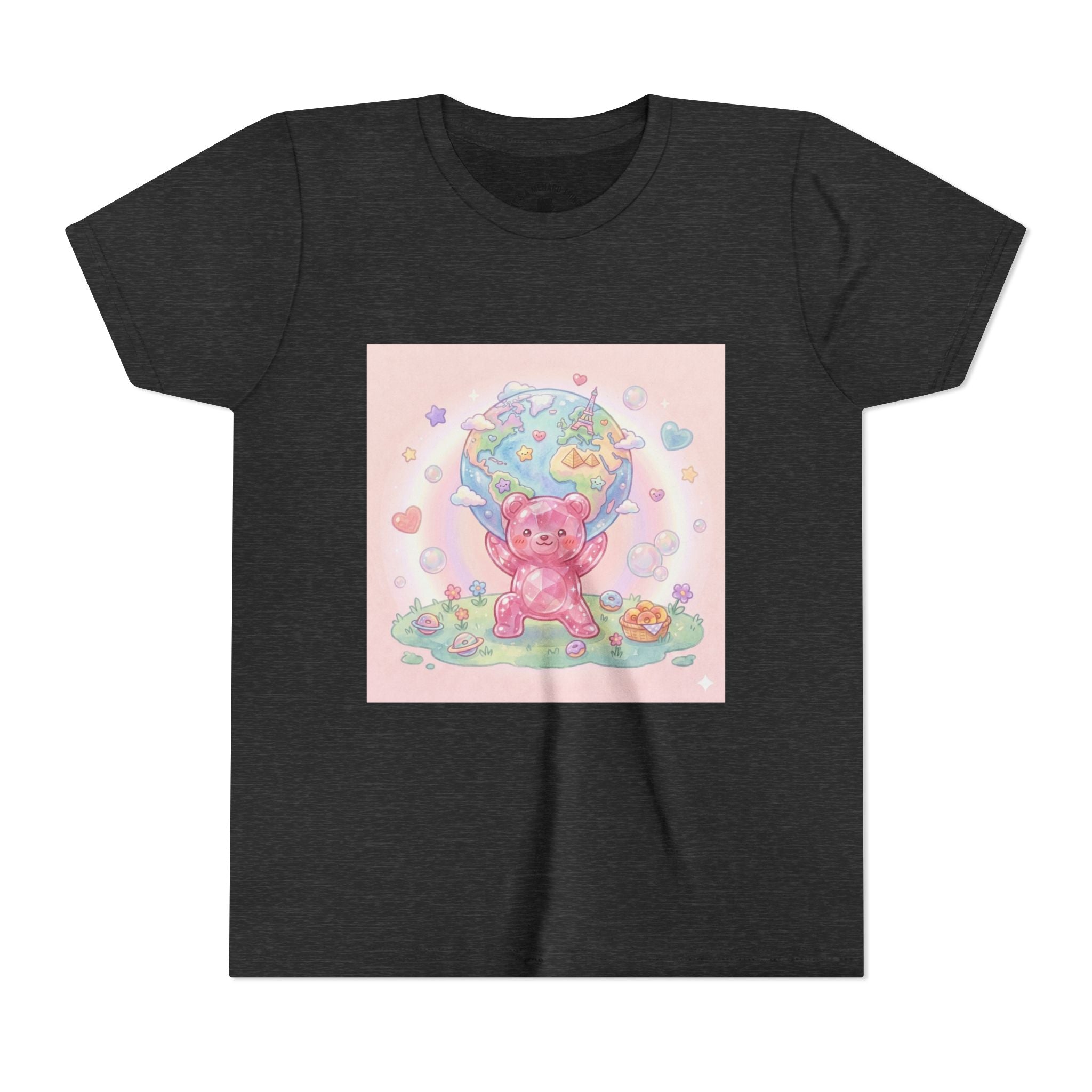 World Atlas, Weight of the Gummy World Pink Gooey Bear- Pastel Graphic Youth T-Shirt