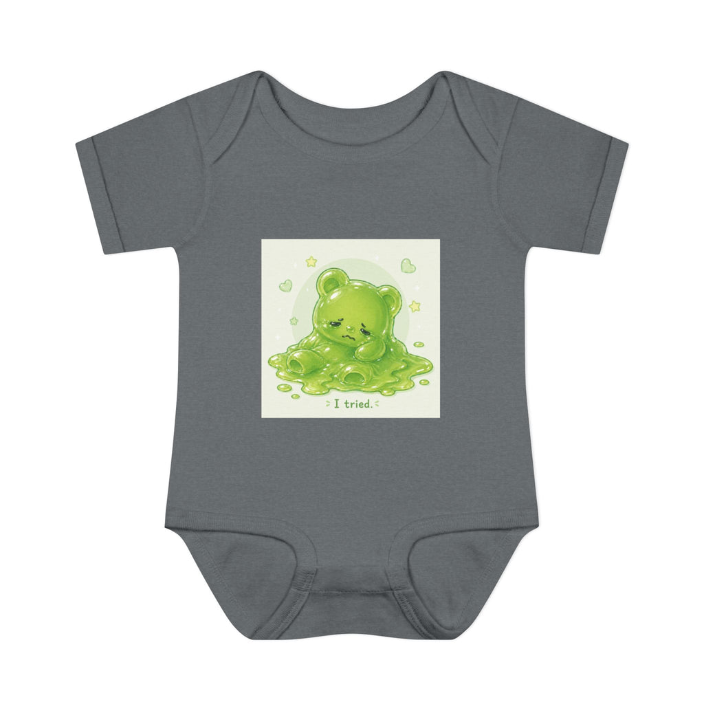 Infant Bodysuit — Cute Gooey Green Melted Gummy Bear "I Tried" Baby Onesie