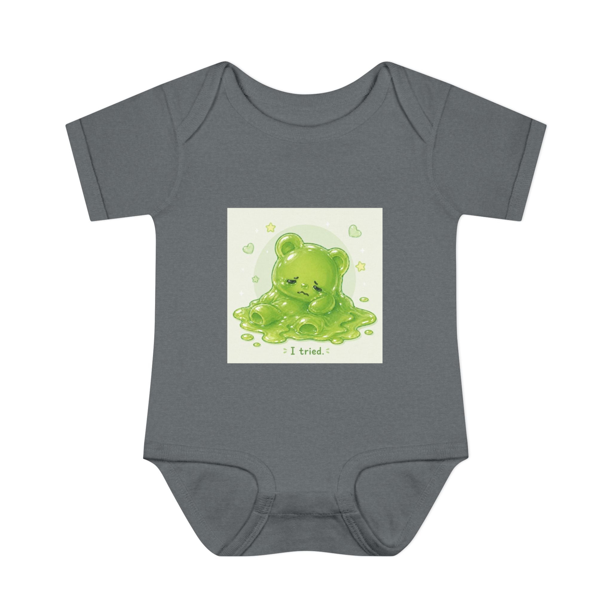 Infant Bodysuit — Cute Gooey Green Melted Gummy Bear "I Tried" Baby Onesie