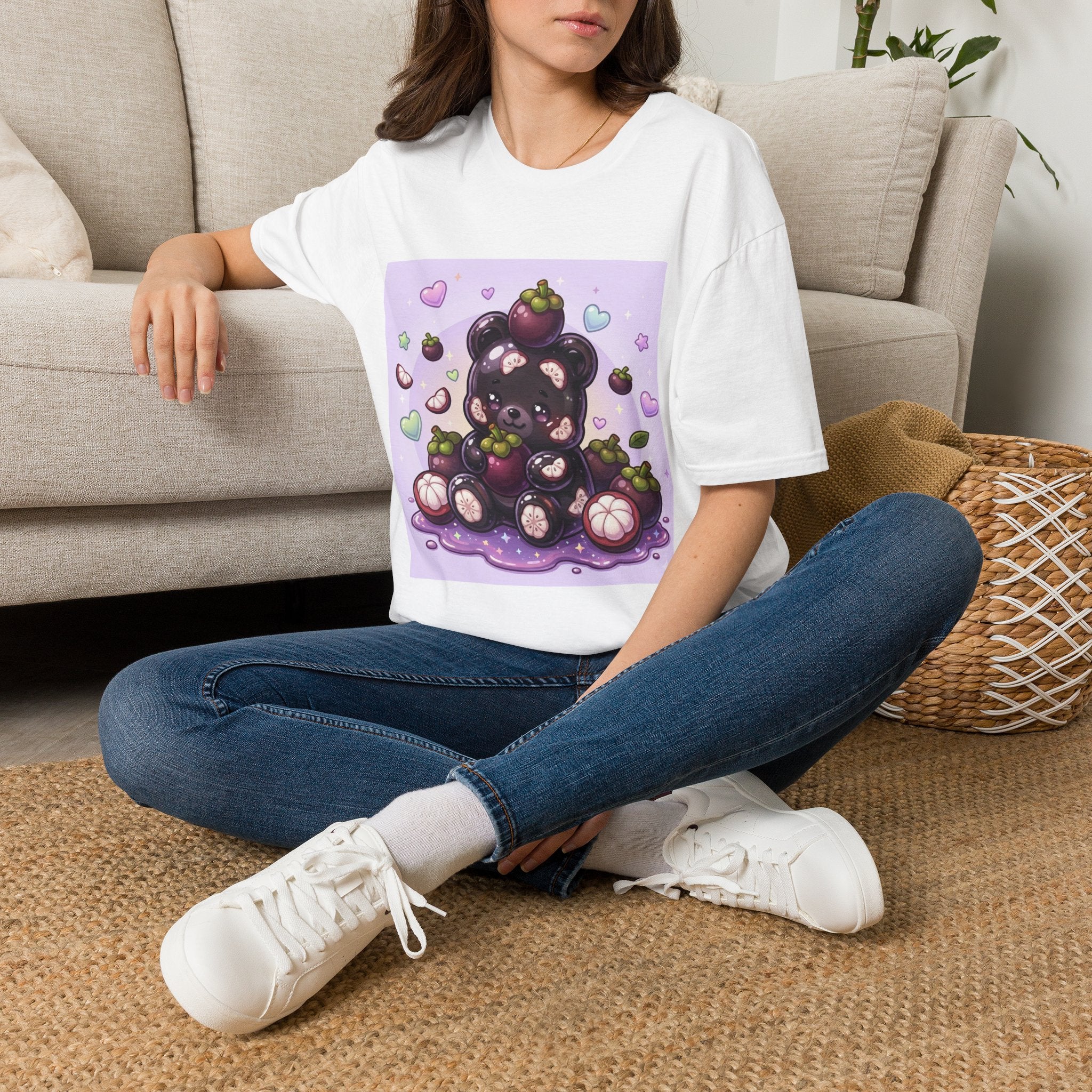 Kawaii Black Mangosteen Delight, Oozy Bear Friend- Graphic Shirt