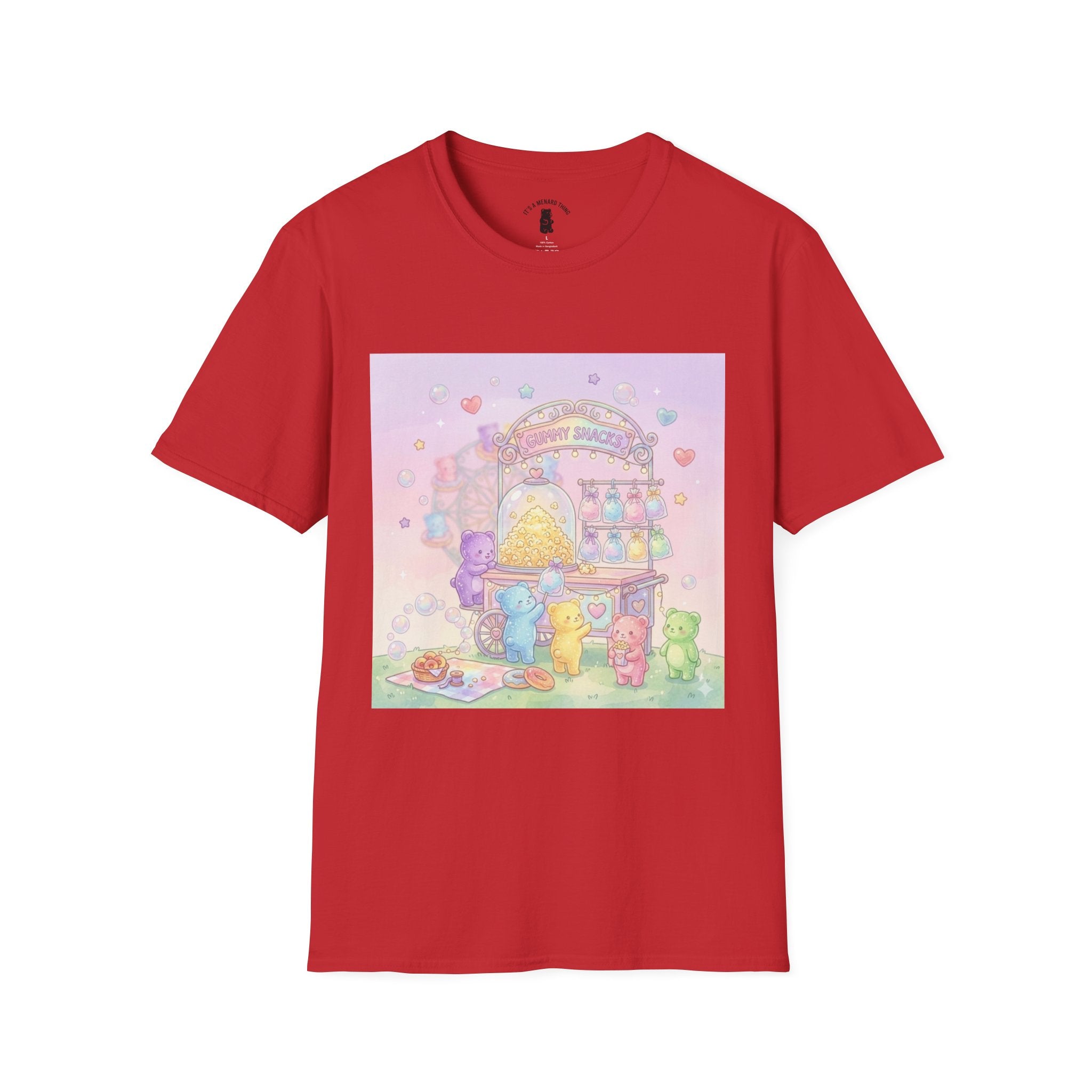 Carnival Snack Cart, Sharing with Friends Gooey Gummy Bears — Whimsical Graphic T-Shirt