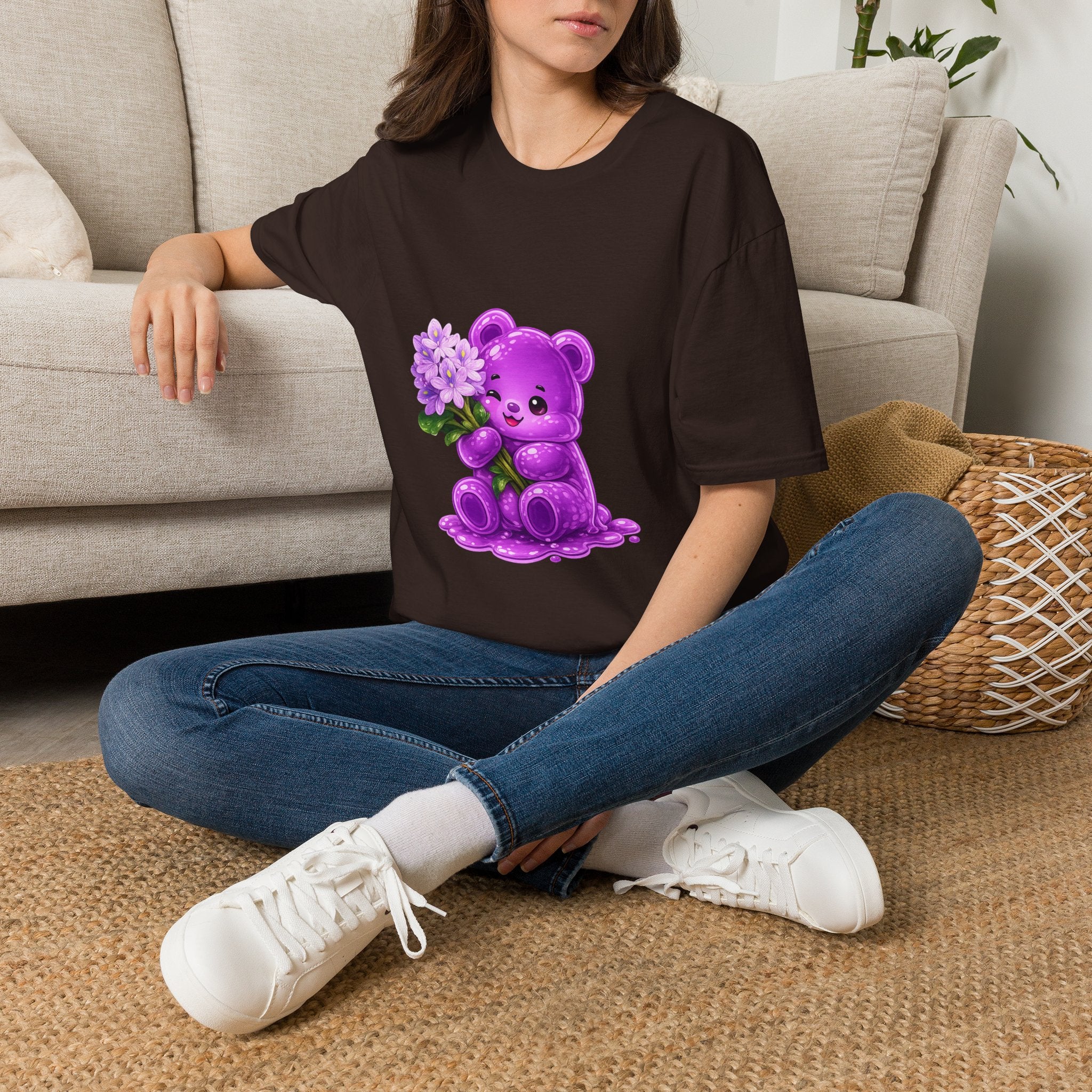 Purple Flower Cluster, Oozy Bear Friend Flower Addition- Graphic Shirt