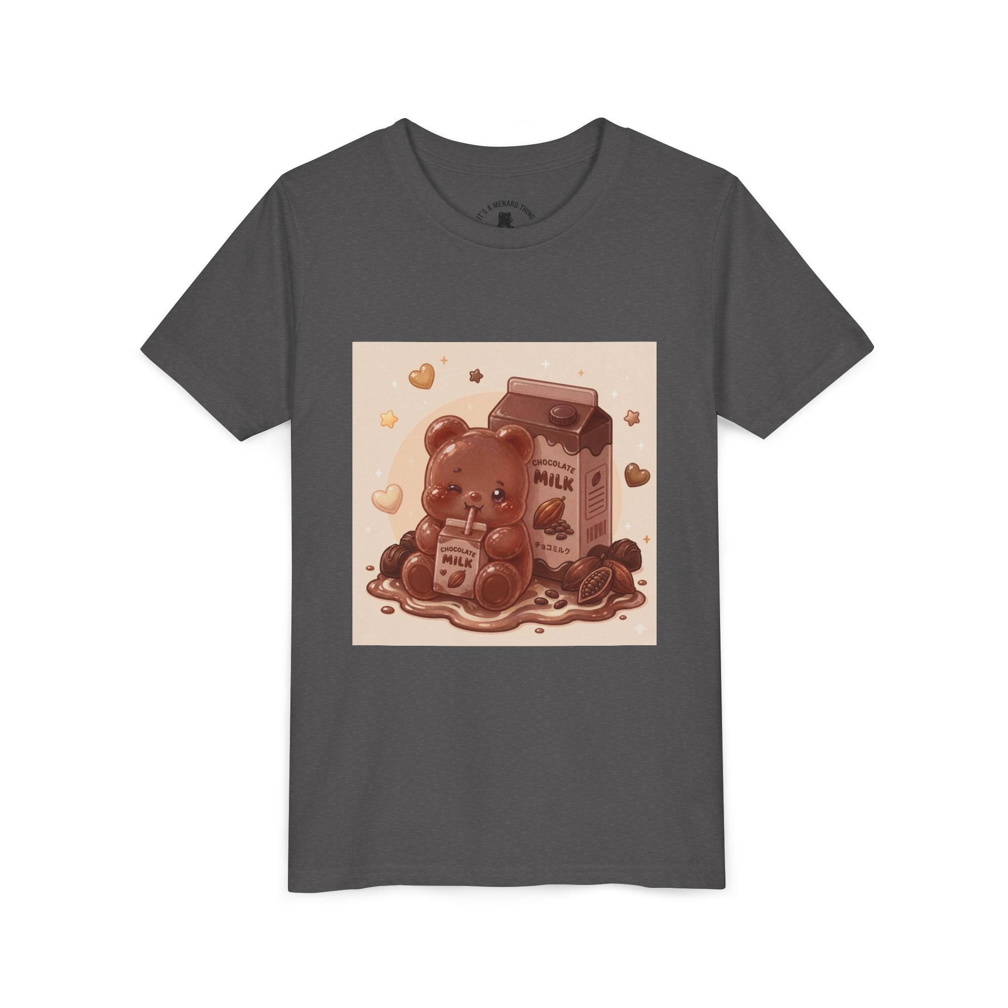 Kids Milk Chocolate Gooey Gummy Bear — Cute Milk Carton Graphic Youth T-Shirt