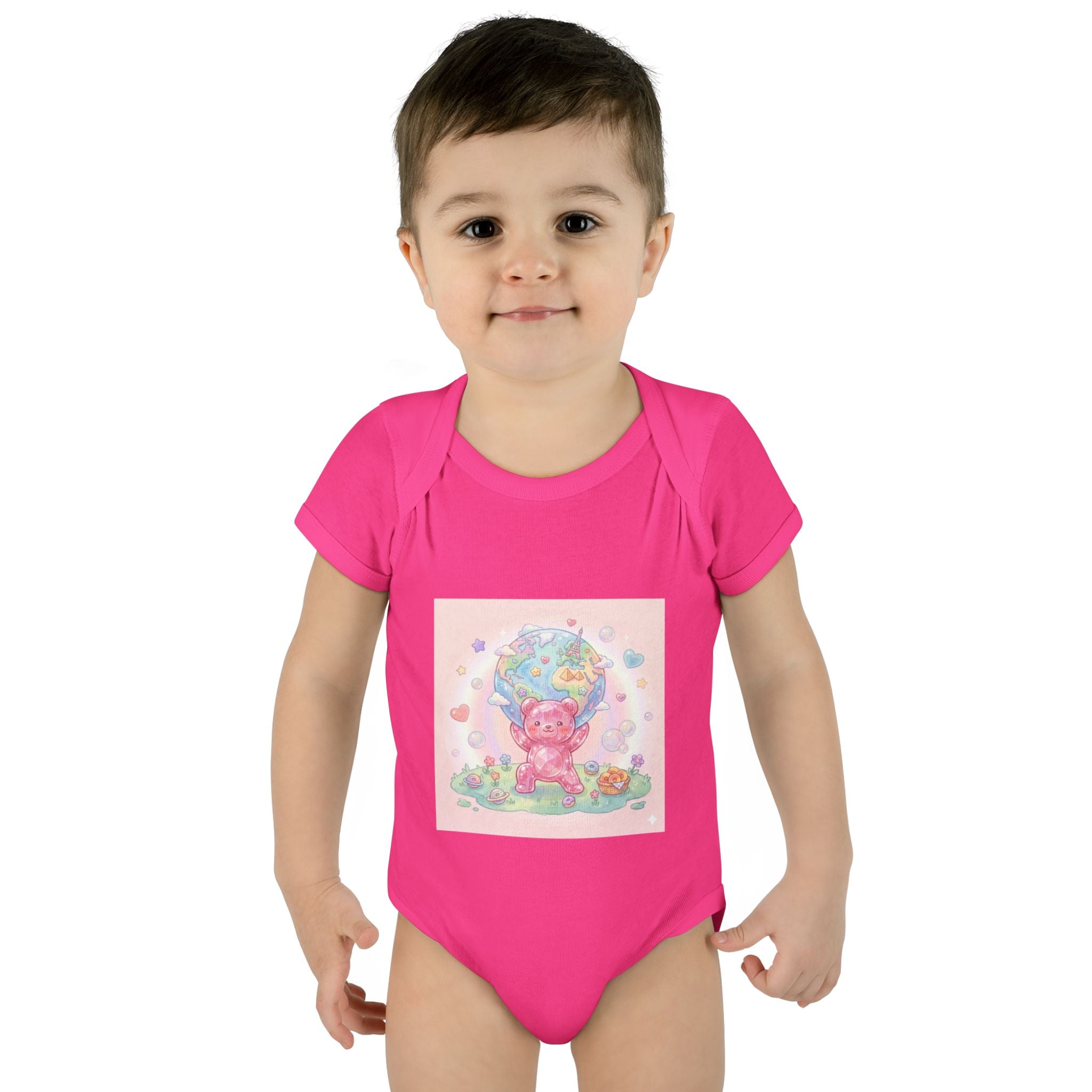 Infant Bodysuit — World Atlas Gummy bear Design