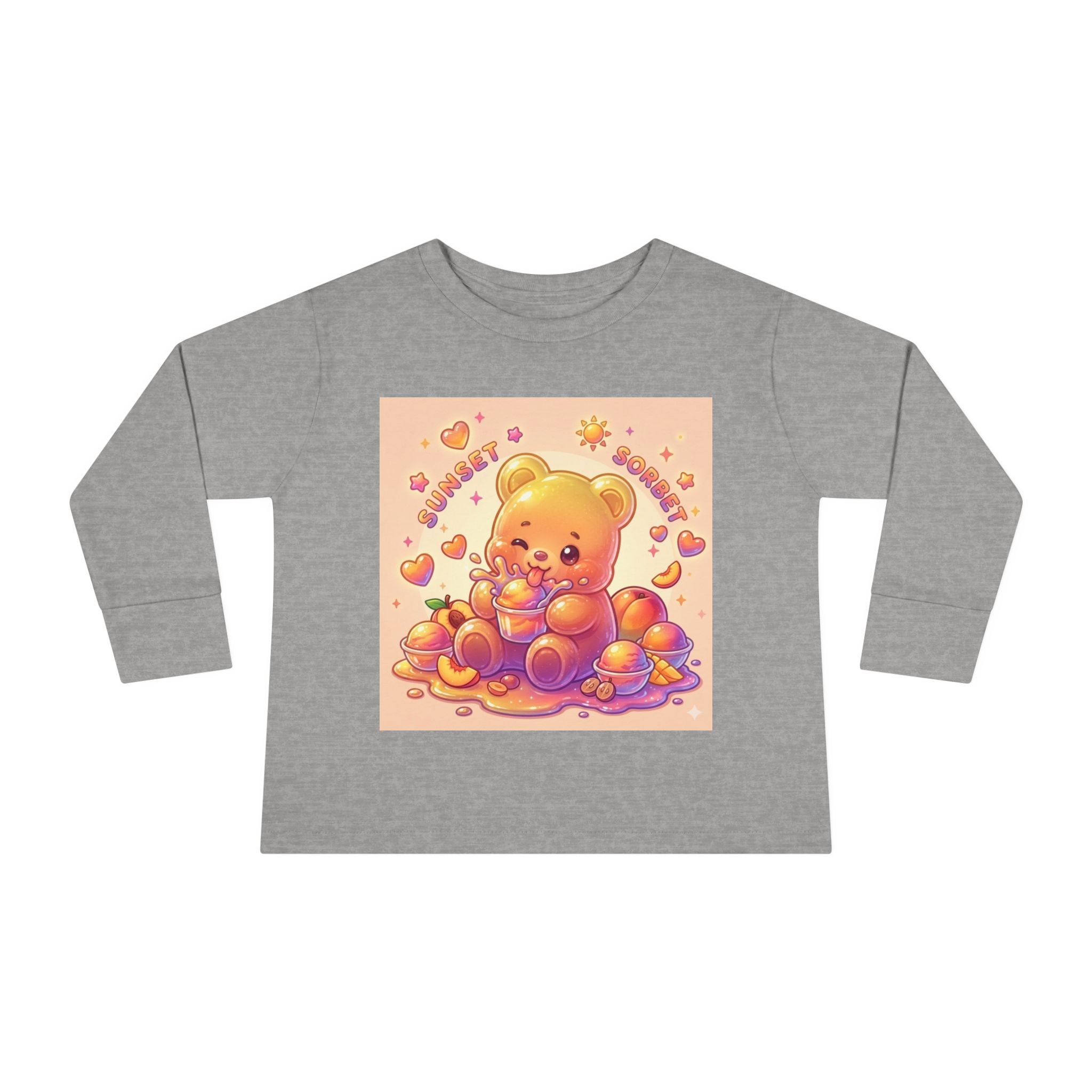 Sweet Peach Sorbet, Oozy Bear Gummy Friend Special- Kids Graphic Long Sleeve Shirt