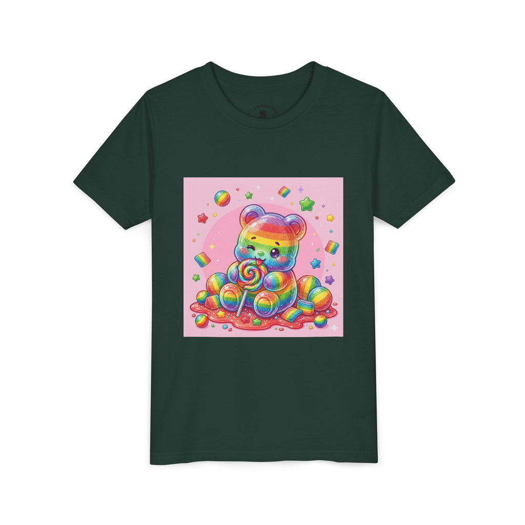 Rainbow Stripe Gooey Gummy Bear Youth T-Shirt