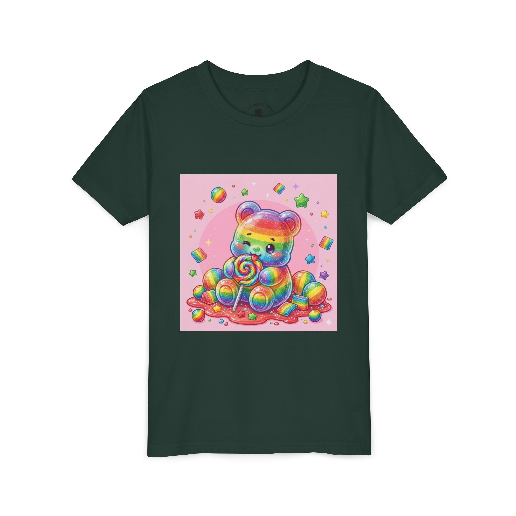 Rainbow Stripe Gooey Gummy Bear Youth T-Shirt