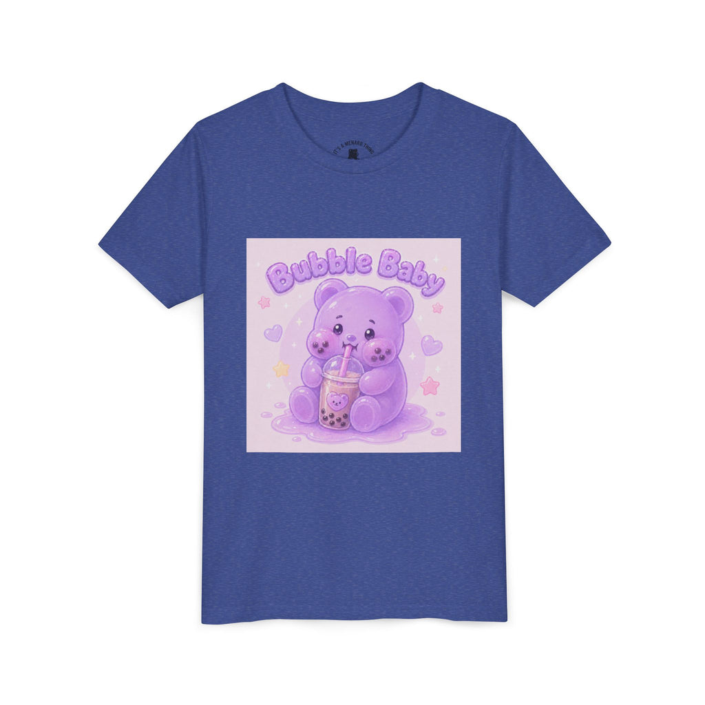 Purple Boba Tea Gooey Gummy Bear with Boba Milk Tea Kids Shirt