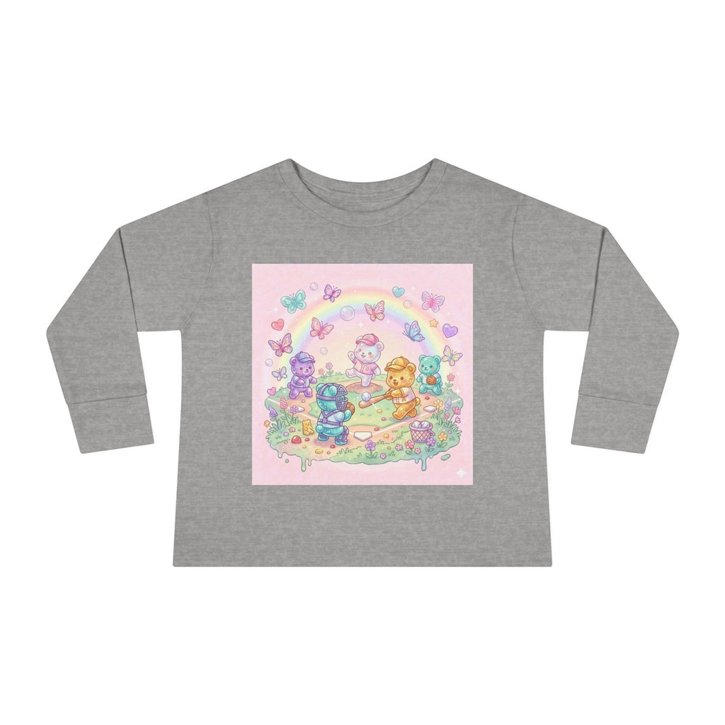 Playing Baseball With friends, Oozy Bear Outdoor Playtime- Graphic Long Sleeve Shirt