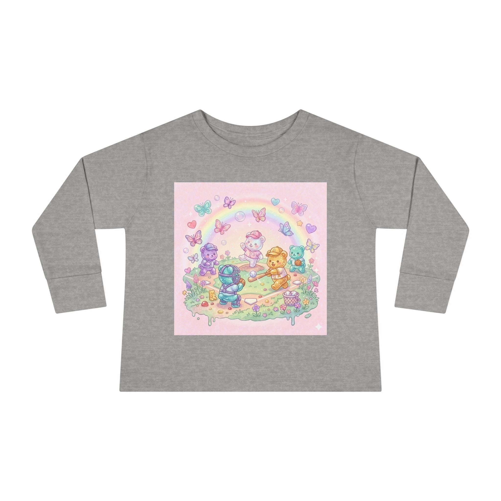 Playing Baseball With friends, Oozy Bear Outdoor Playtime- Graphic Long Sleeve Shirt