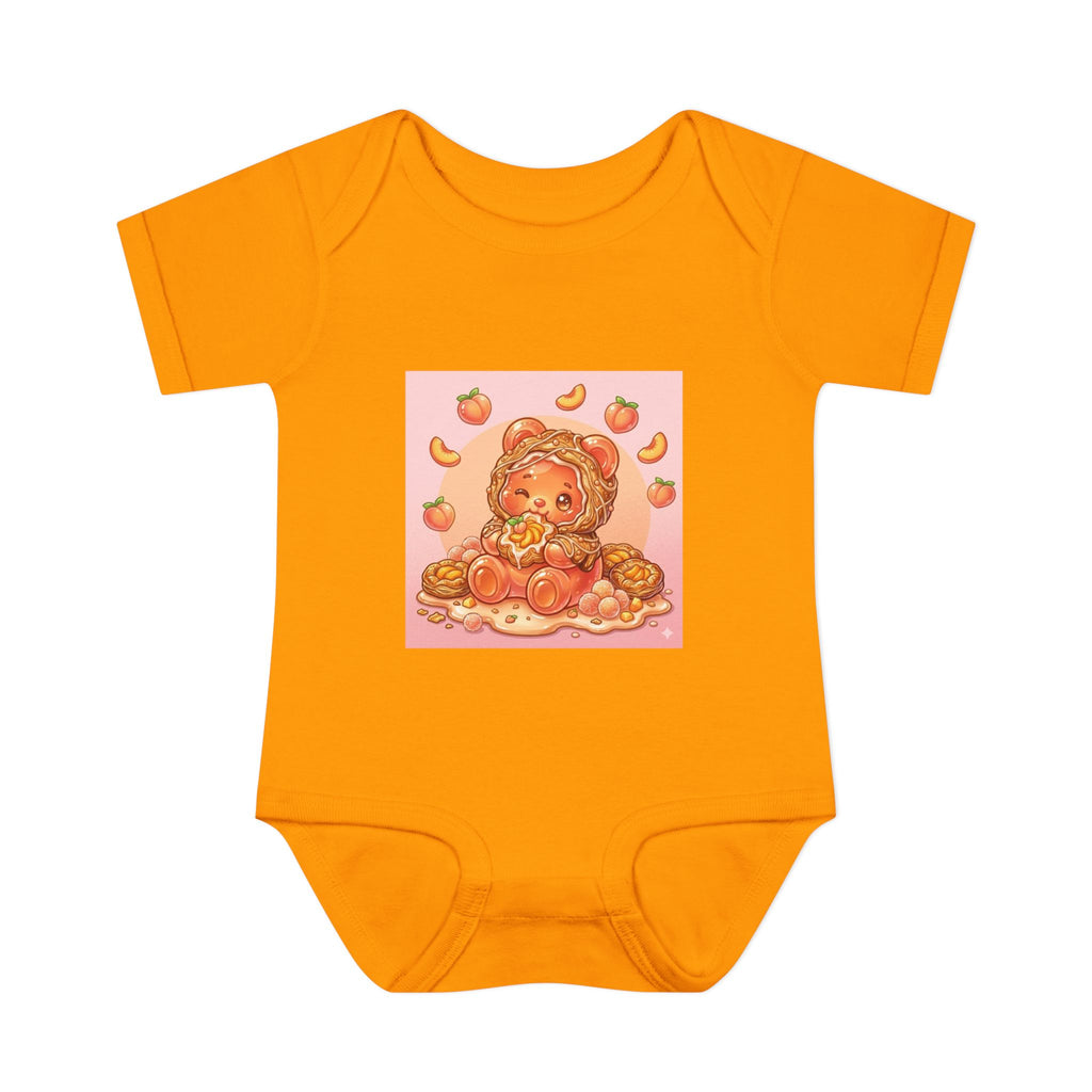 Peach Danish Gooey Gummy Bear in Puff Pasterie PJs Baby Onesie