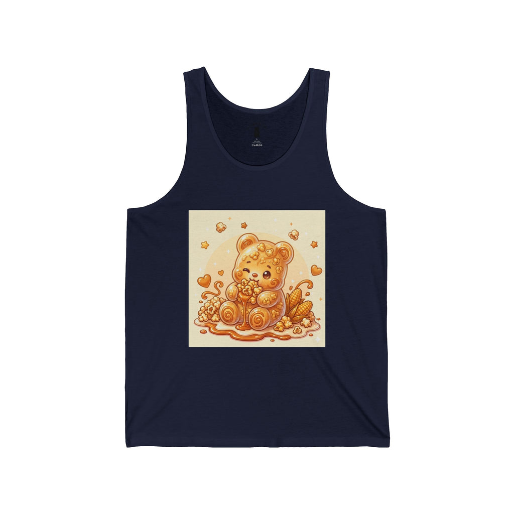 Caramel Corn and Cobs, Golden Gooey Gummy Bear — Cute Illustration Tank top