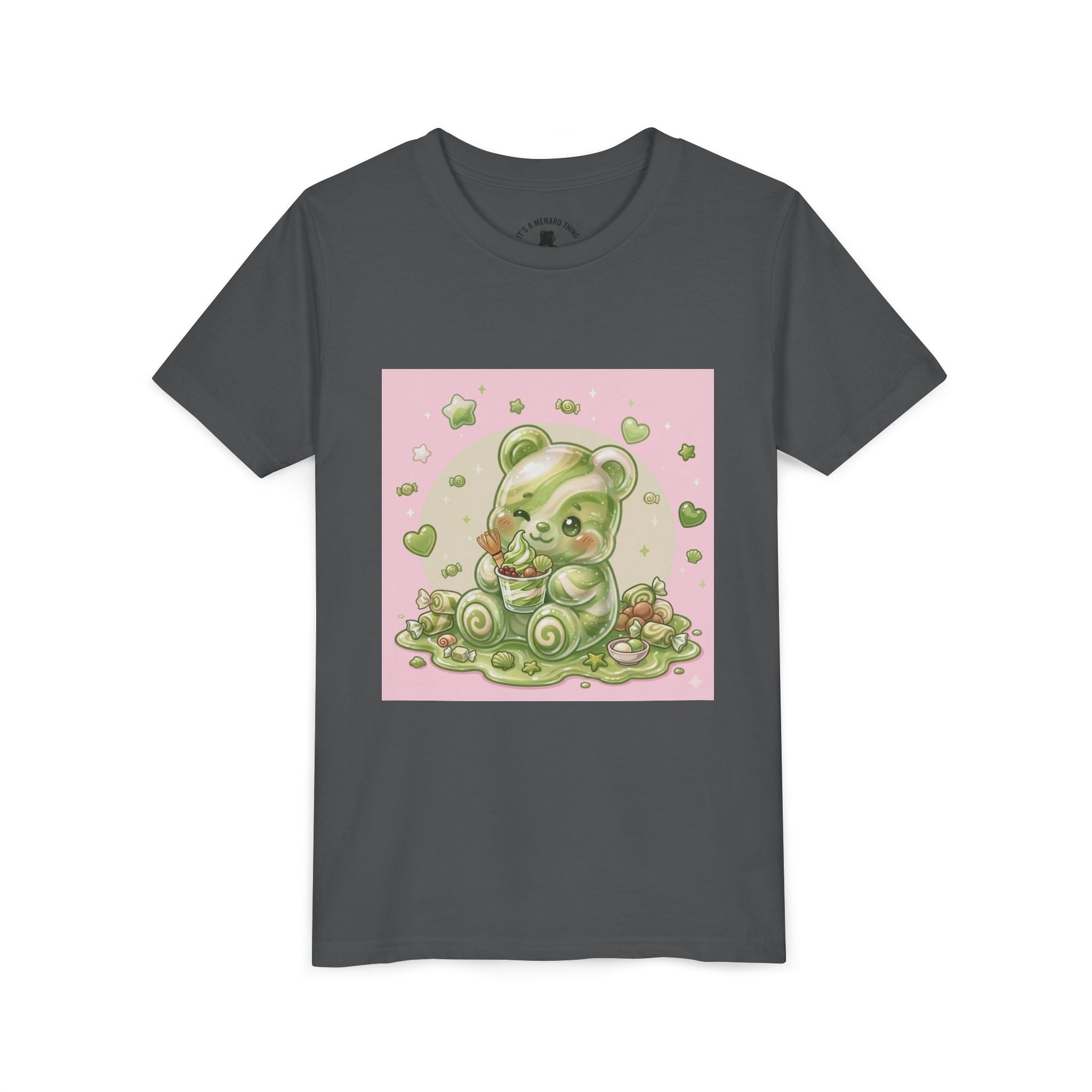 Matcha and Cream Gooey Gummy Bear Graphic Youth T-Shirt