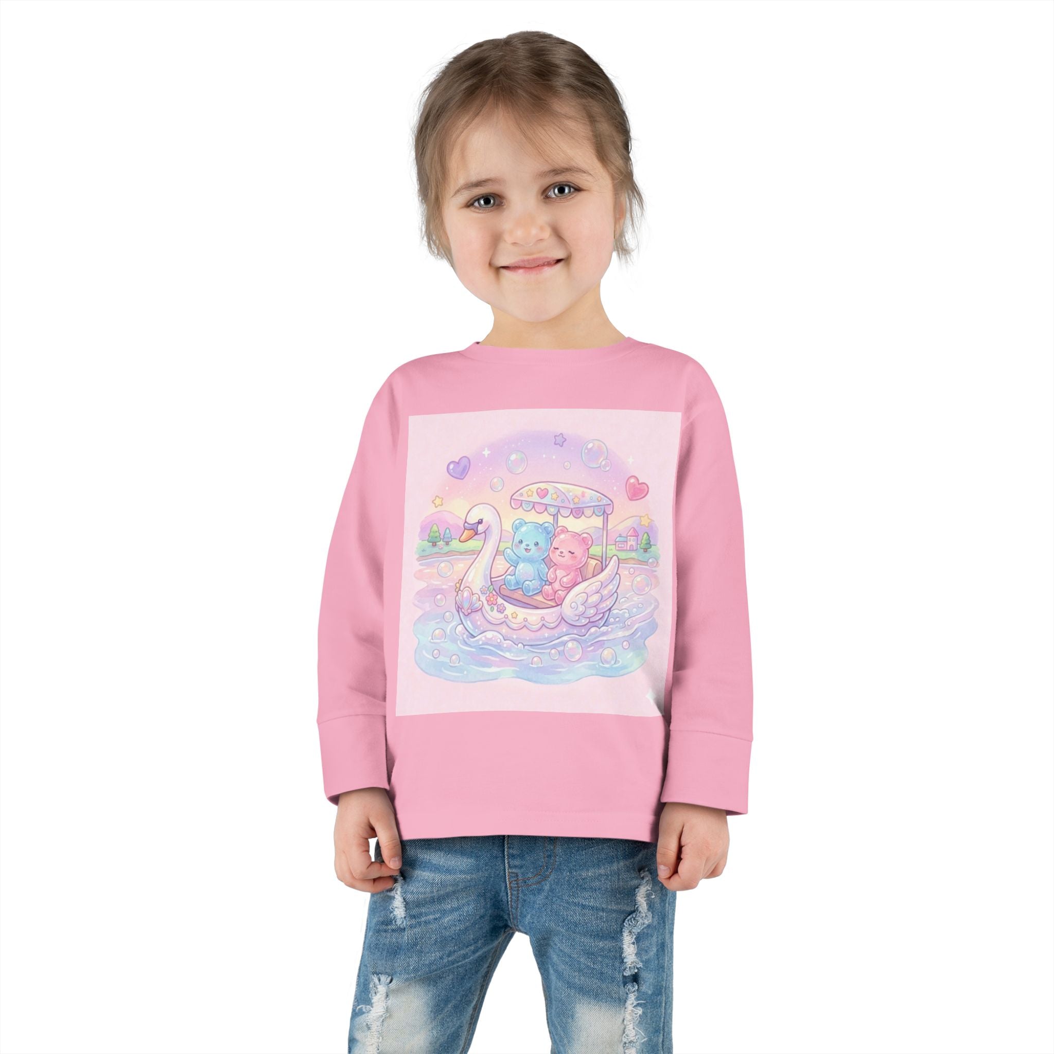 Swan Boat Ride, Oozy Bear Duo Friends- Graphic Long Sleeve Shirts