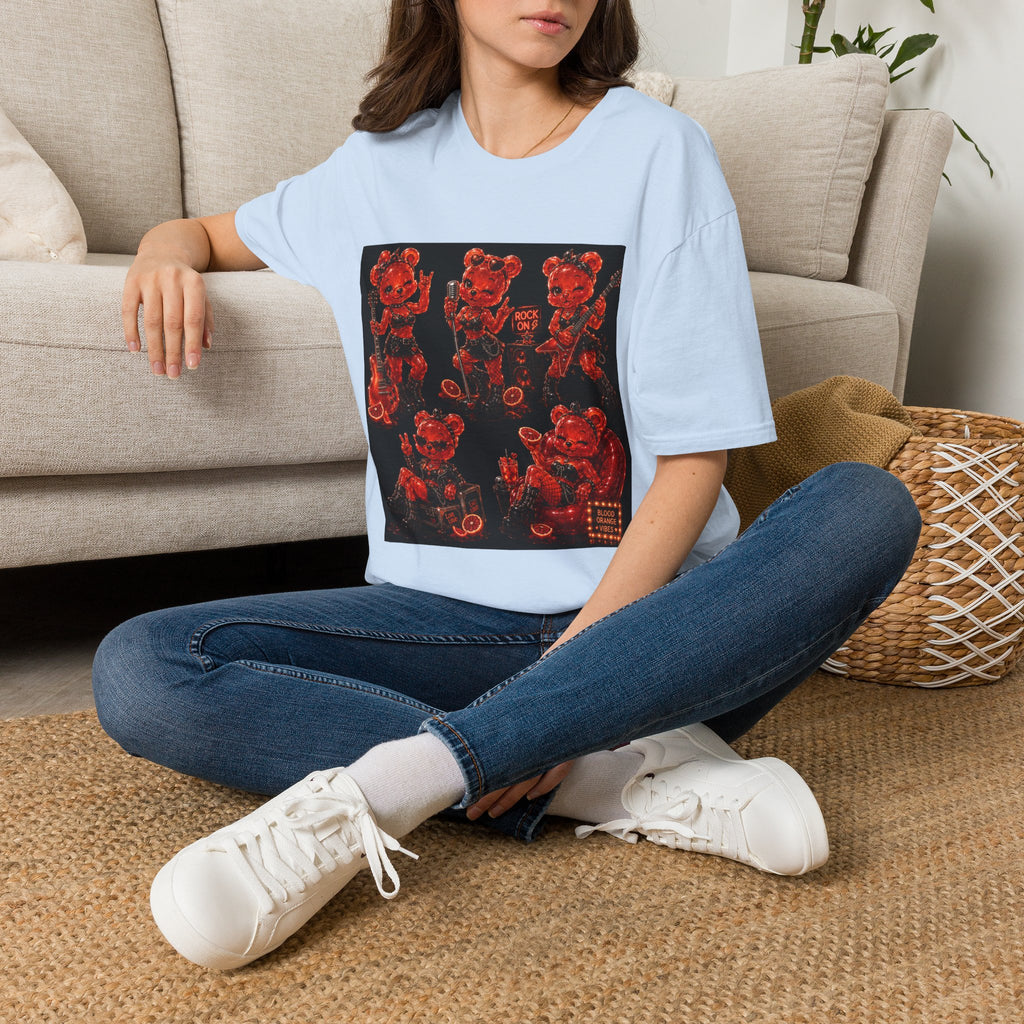 Rocking Blood Orange Grunge Oozy Bear Rocker Babe, Pin Up- Adult Graphic Shirt (18+)