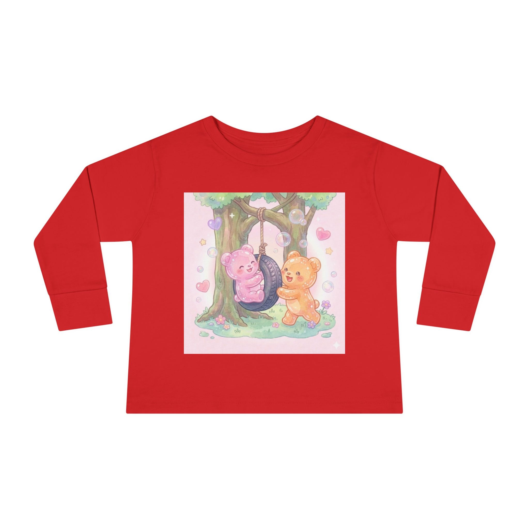 Playing On a Tire Swing, Oozy Bear Gummy Friend Duo- Graphic Long Sleeve Shirt