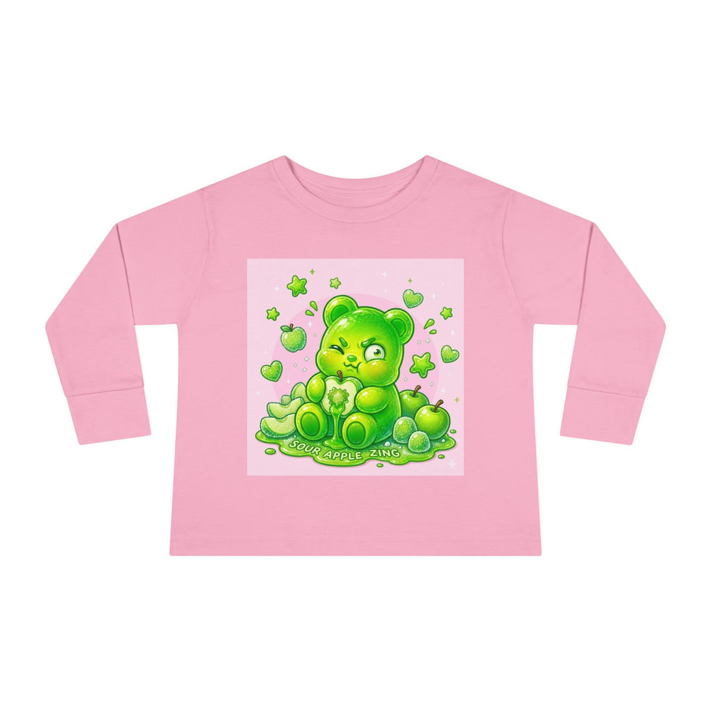 Green Sour Apple, Oozy Gummy Bear Friends- Kids Long Sleeve Shirt