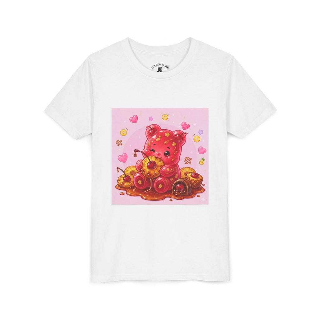 Cherry & Pineapple Gooey Gummy Bear Heart Graphic Youth T-Shirt
