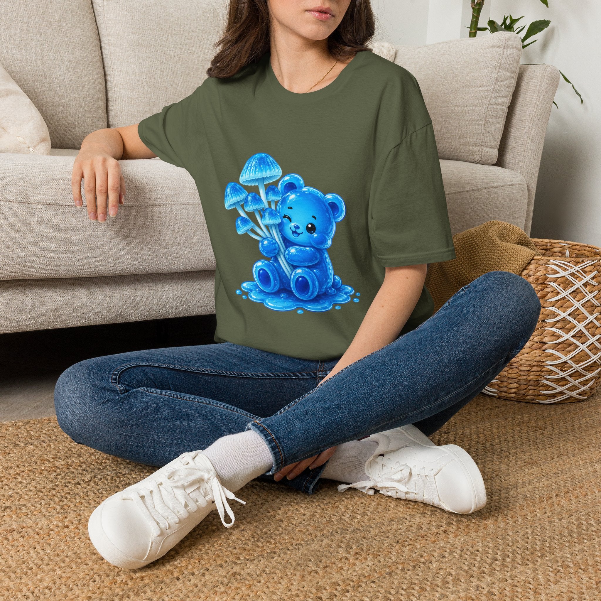Small Cluster of Blue Mini pipe Mushrooms, Oozy Bear Special- Graphic Shirt
