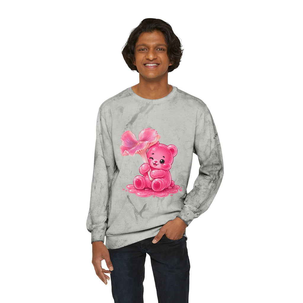 Special Pink Wax Cap Mushroom, Gooey Gummy Bear-Tie-Dye Graphic Sweatshirt