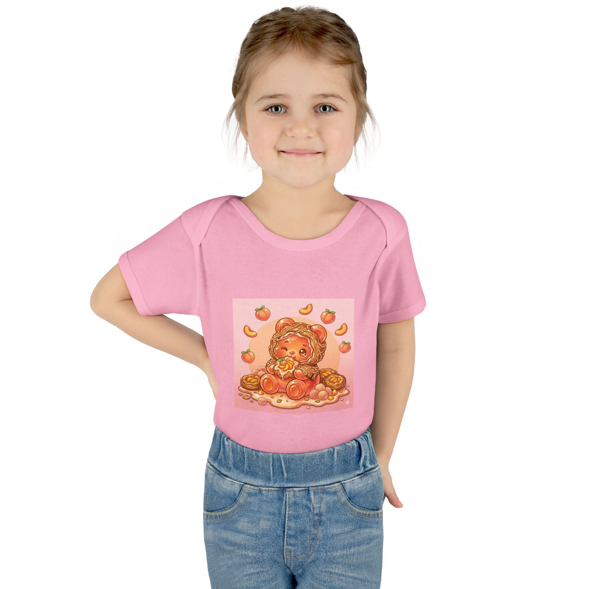 Peach Danish Gooey Gummy Bear in Puff Pasterie PJs Baby Onesie