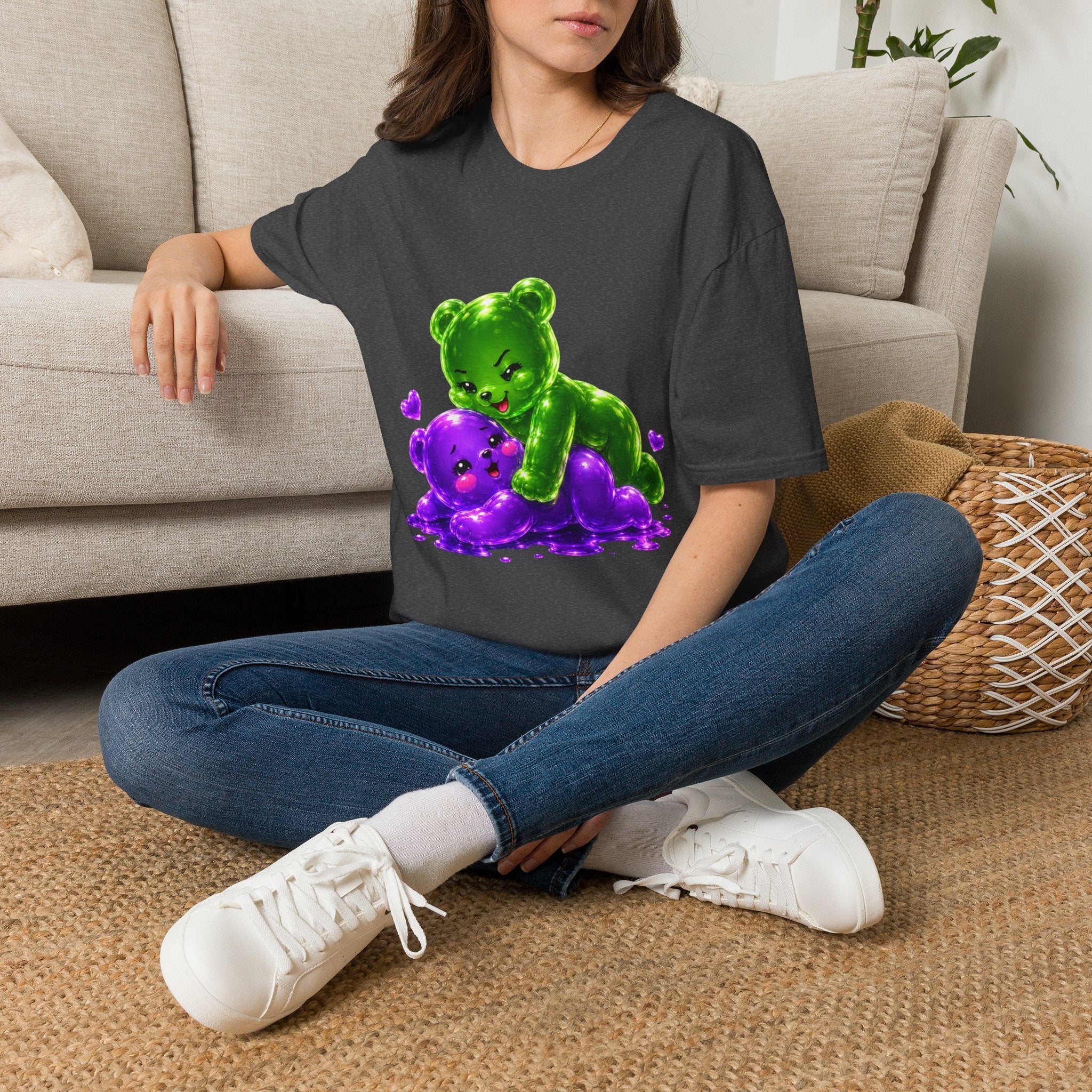 Wrestling Around, Special Neon Addition Oozy Bear Gummy Couple- Graphic Shirt (Adults Only)