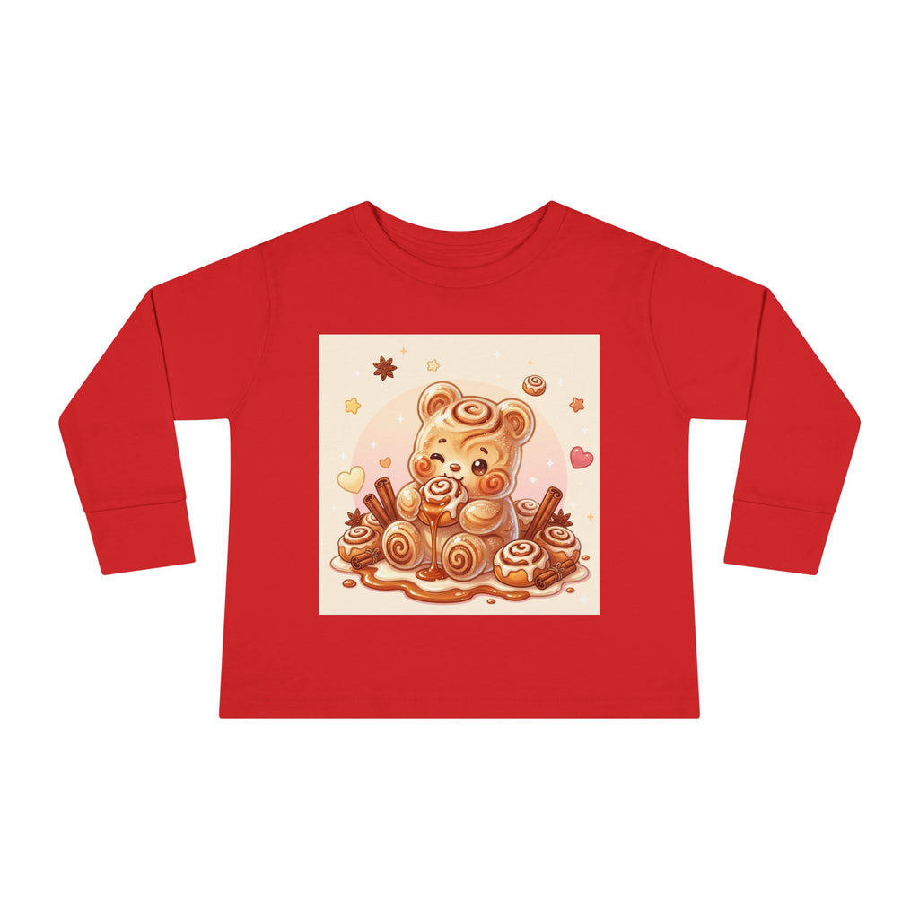 Cinnamon Roll Baked Goods, Sweet Oozy Bear Gummy Friend- Kids Graphic Long Sleeve Shirt