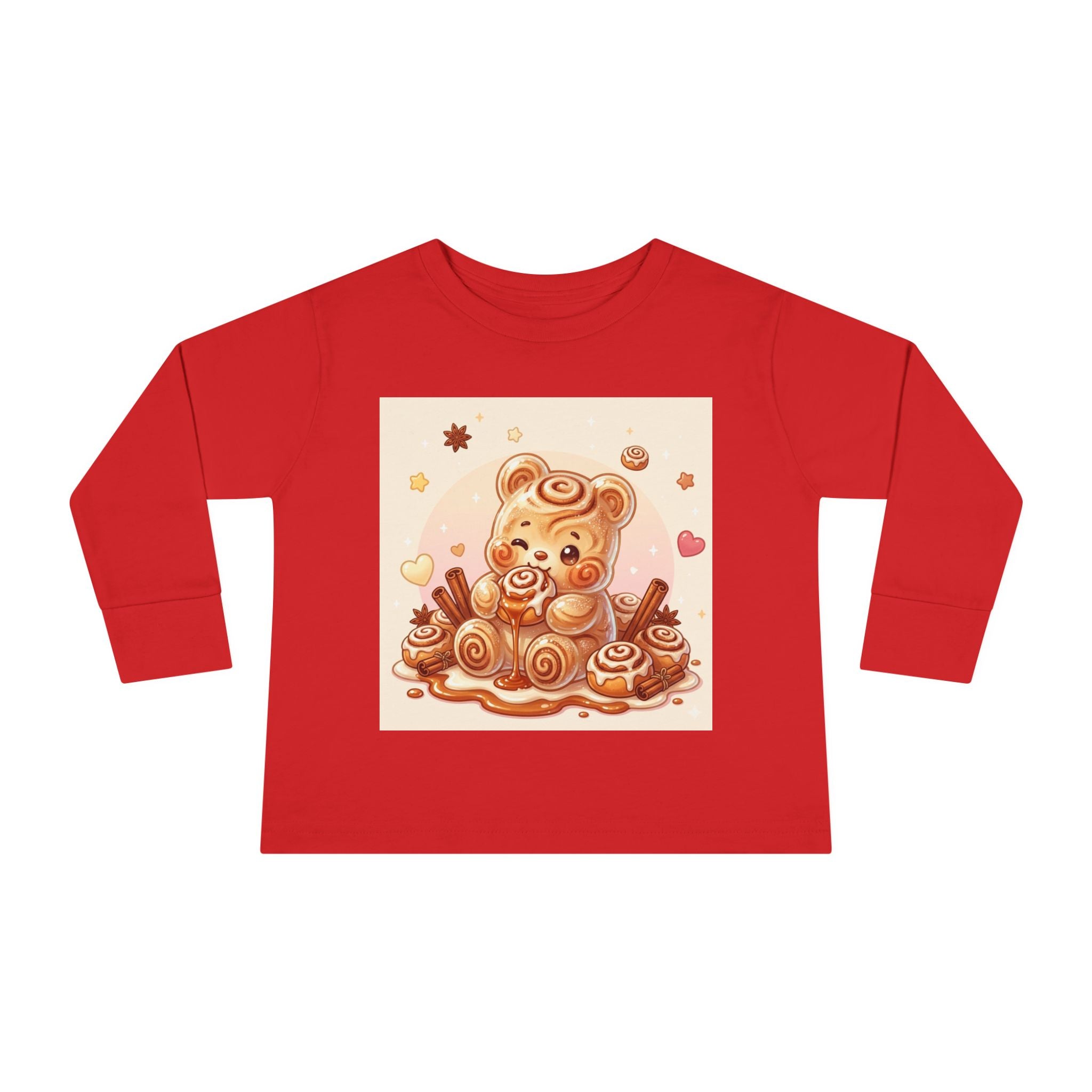 Cinnamon Roll Baked Goods, Sweet Oozy Bear Gummy Friend- Kids Graphic Long Sleeve Shirt