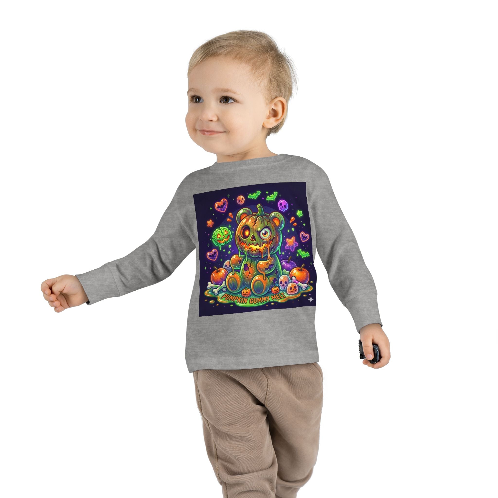 Pumpkin Oozy Bear, Halloween Special- Kids Graphic Long Sleeve Shirt