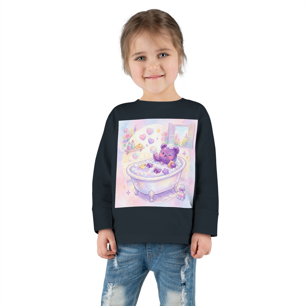 Bath Time, Nighttime Oozy Bear Friend- Graphic Long Sleeve Shirt