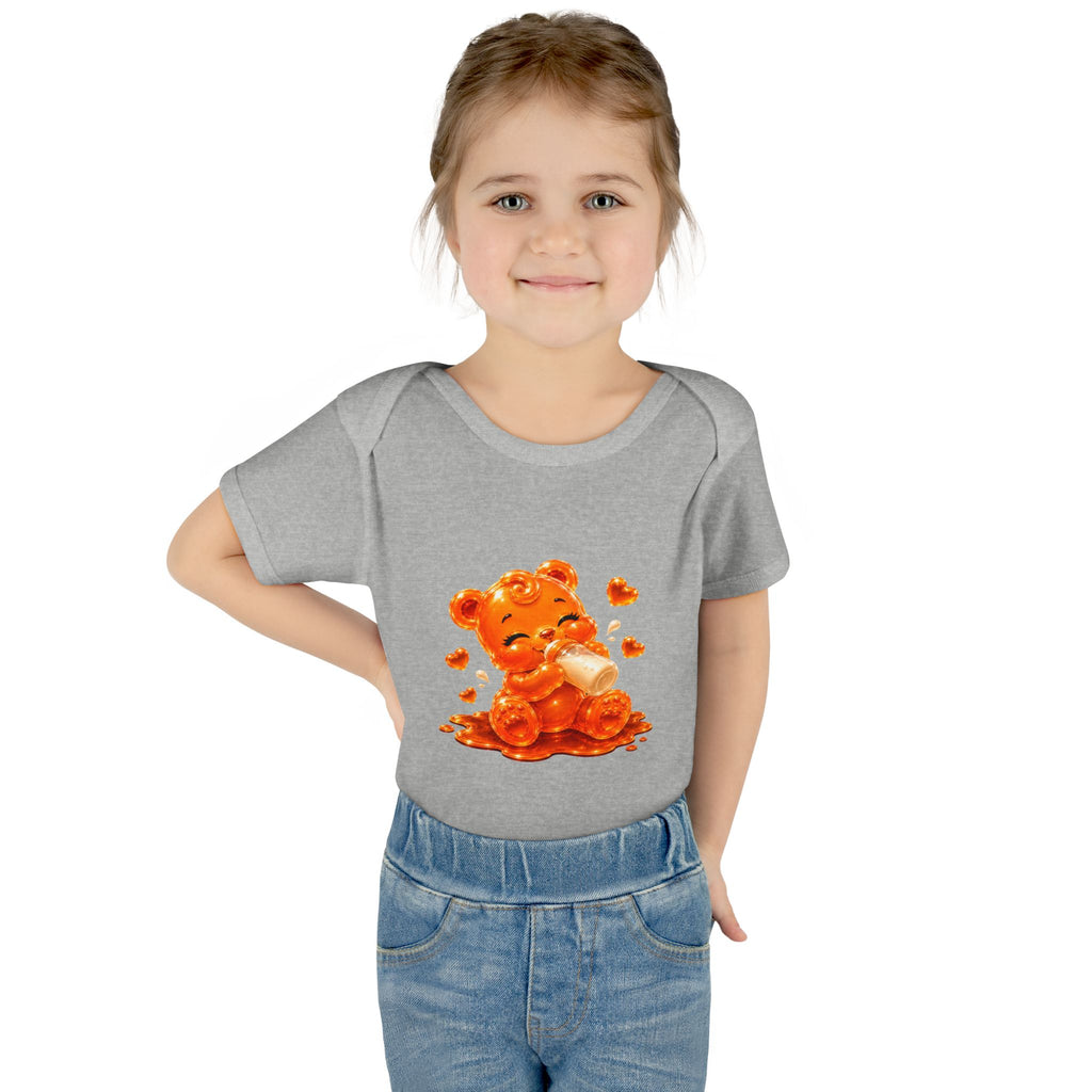Yummy, Yummy Milk Time Orange Oozy Baby Gummy Bear Cutie Addition- Graphic Onesie