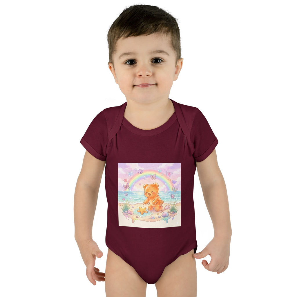 Gooey Gummy Beach Bear Rainbow & Starfish - Bodysuit