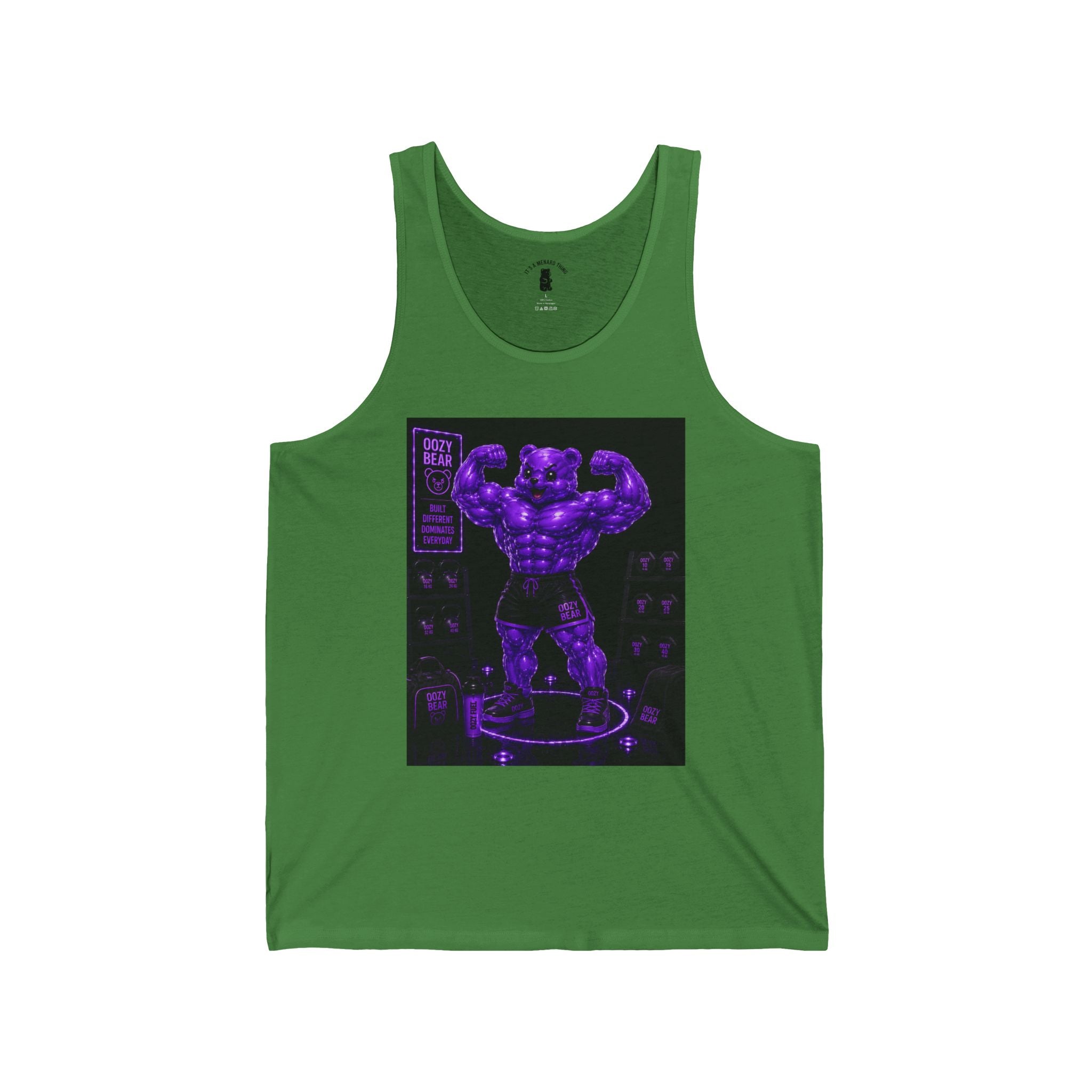 Flexing Time, Violet Oozy Buff Bear Gummy Gym Addition- Adult Graphic Tank Top