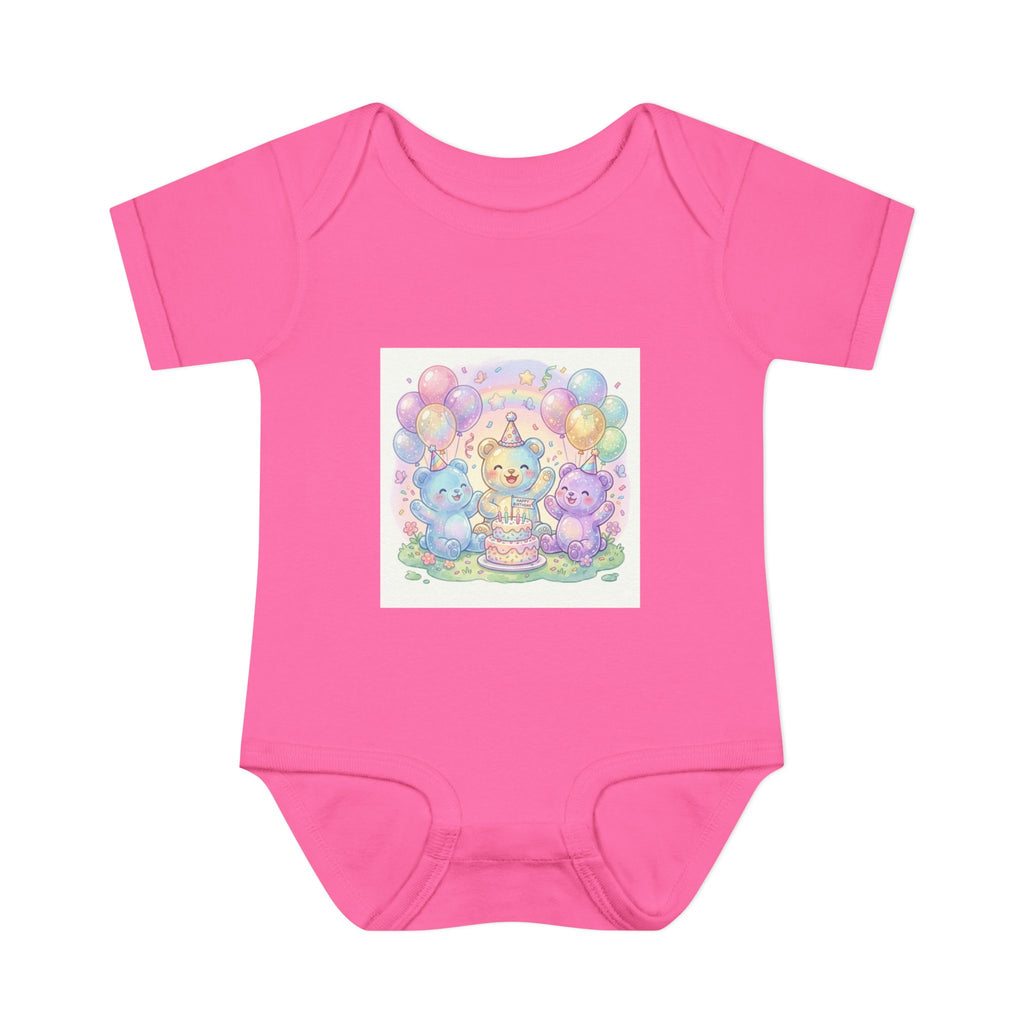 Birthday Gooey Bears, Cake & Balloons Infant Onesie