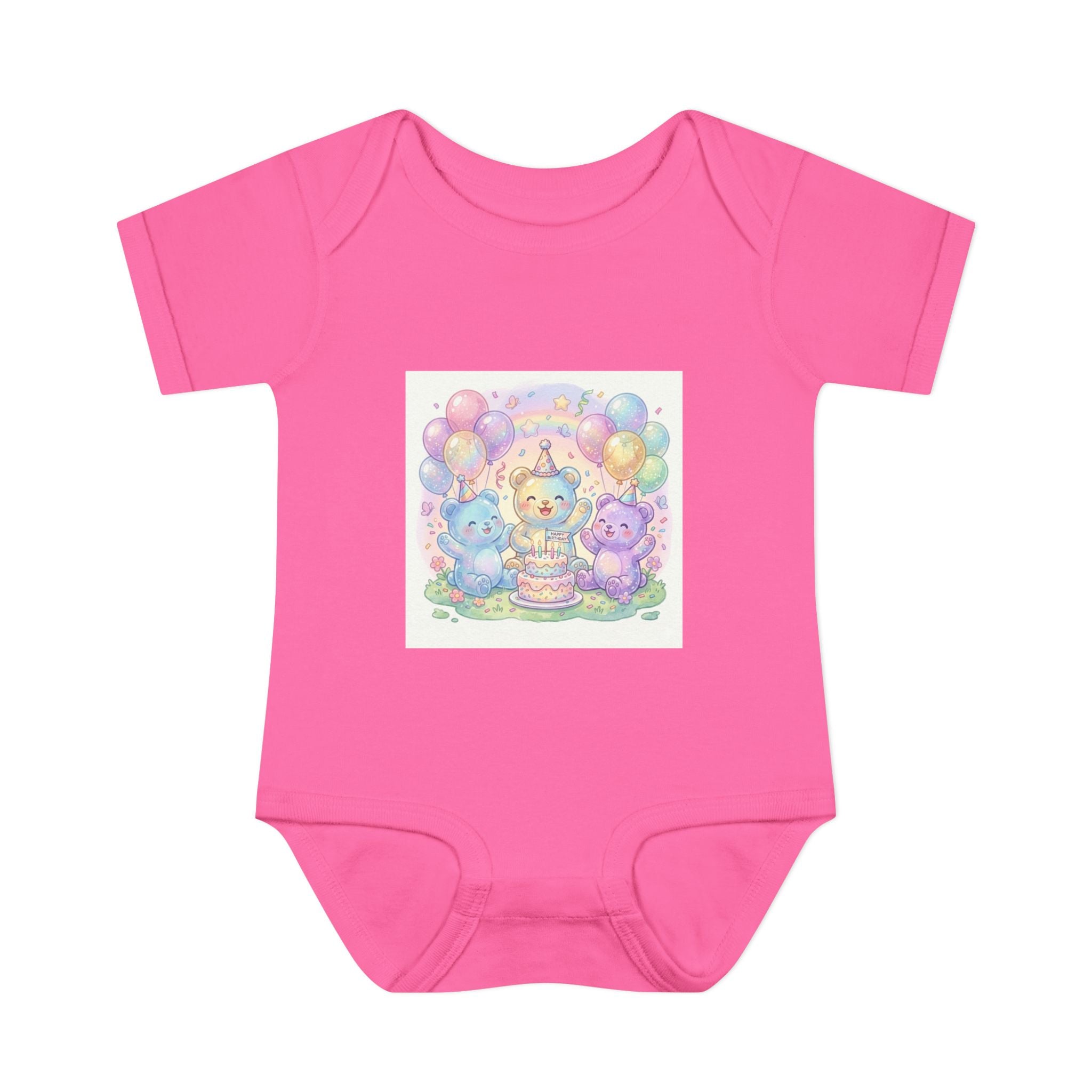 Birthday Gooey Bears, Cake & Balloons Infant Onesie