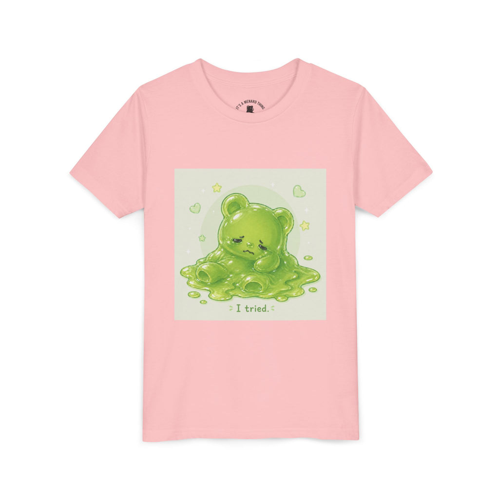 Melting Green Gooey Gummy Bear "I tried." Graphic T-Shirt