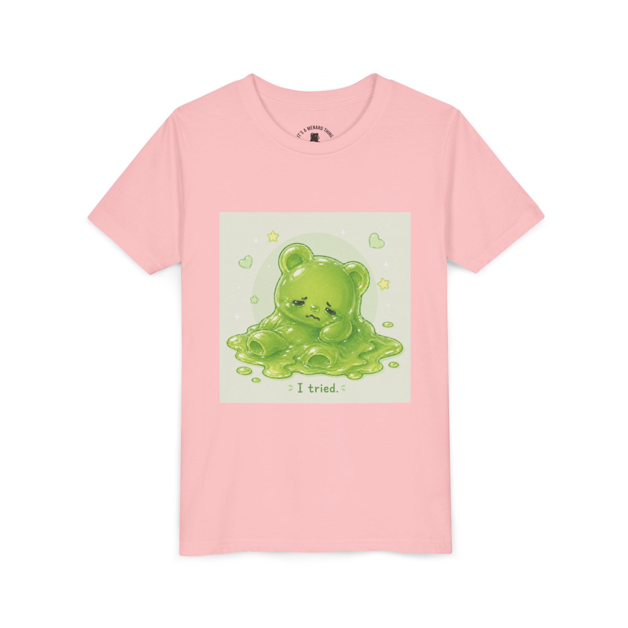 Melting Green Gooey Gummy Bear "I tried." Graphic T-Shirt