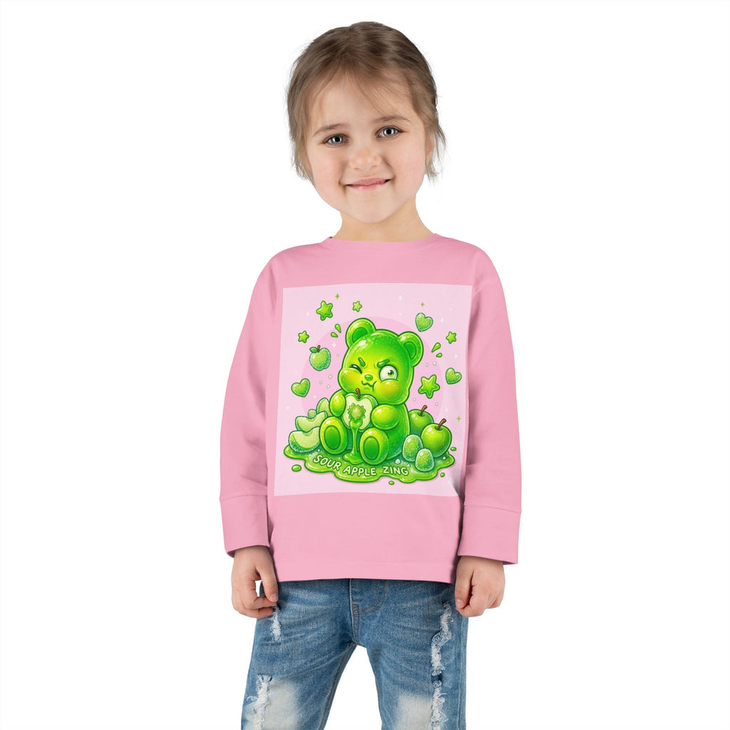 Green Sour Apple, Oozy Gummy Bear Friends- Kids Long Sleeve Shirt