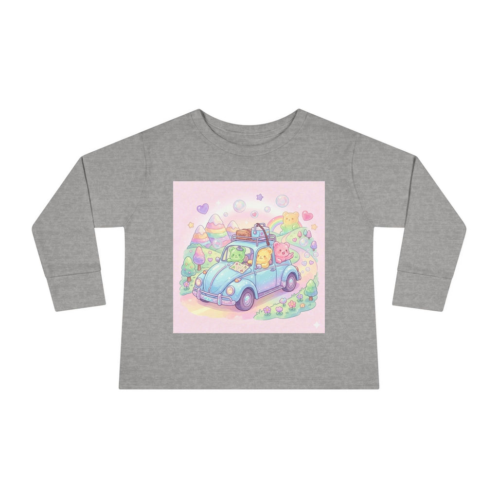Pastel Car Ride Trip, Oozy Bear Group Friends- Graphic Long Sleeve Shirt