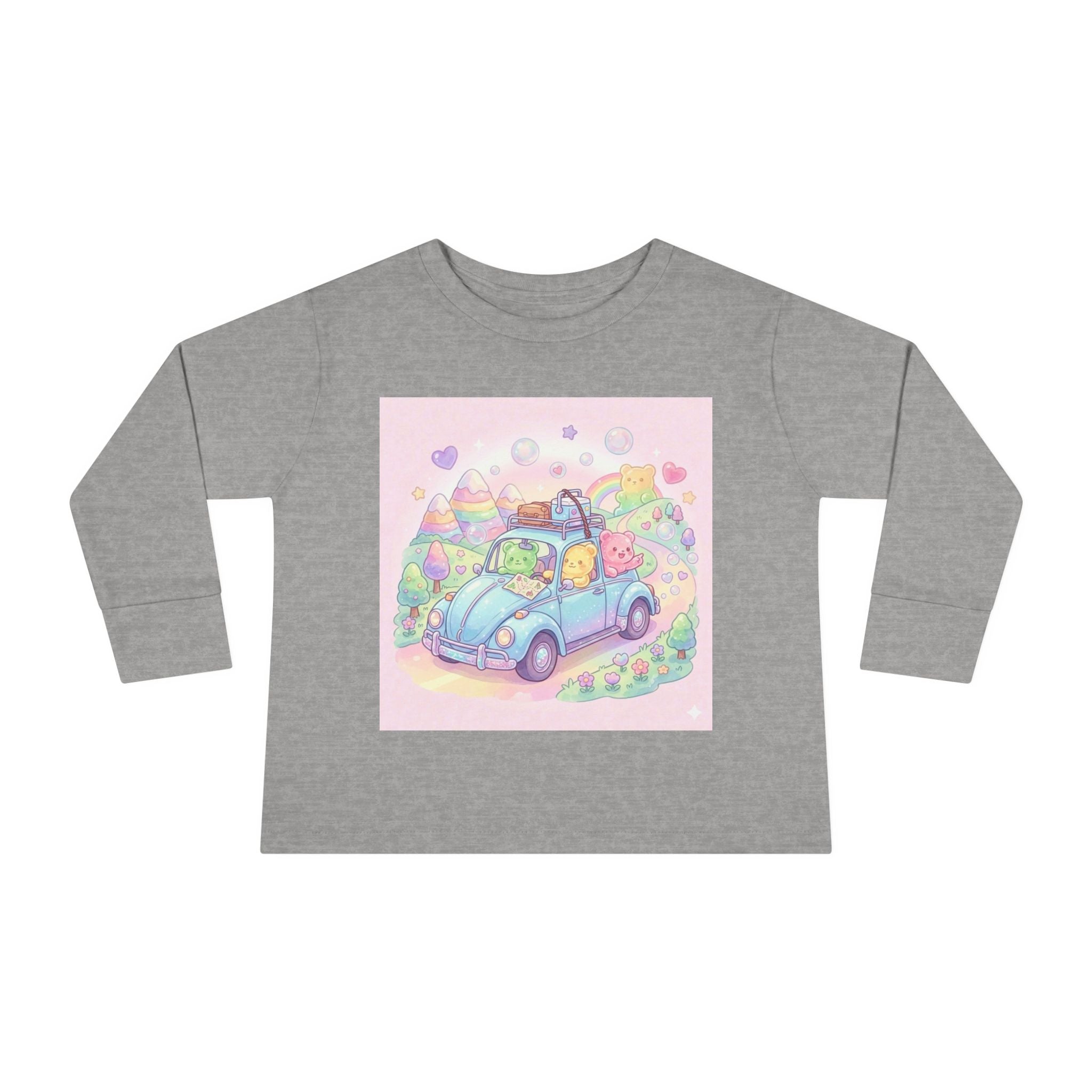 Pastel Car Ride Trip, Oozy Bear Group Friends- Graphic Long Sleeve Shirt