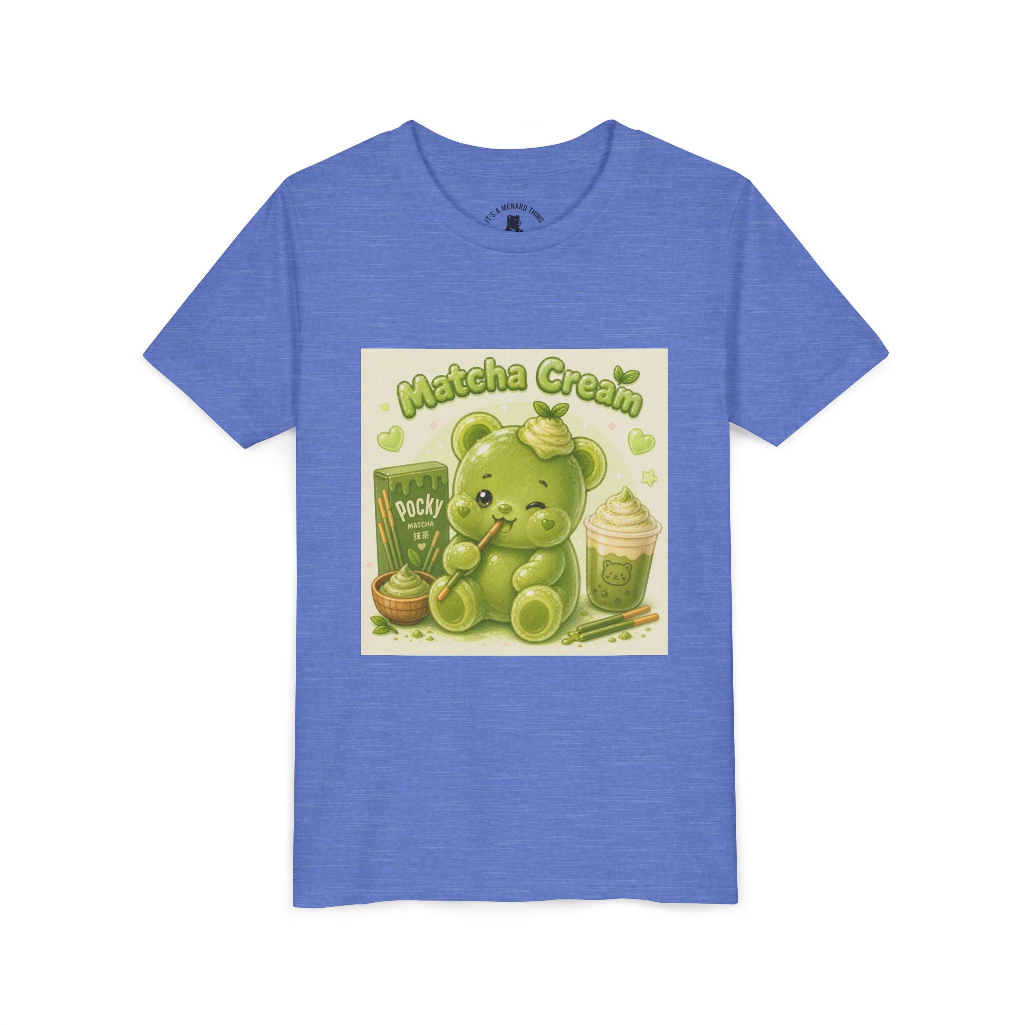 Matcha Cream Gooey Gummy Bear Youth Tee —Pocky & Dessert Graphic