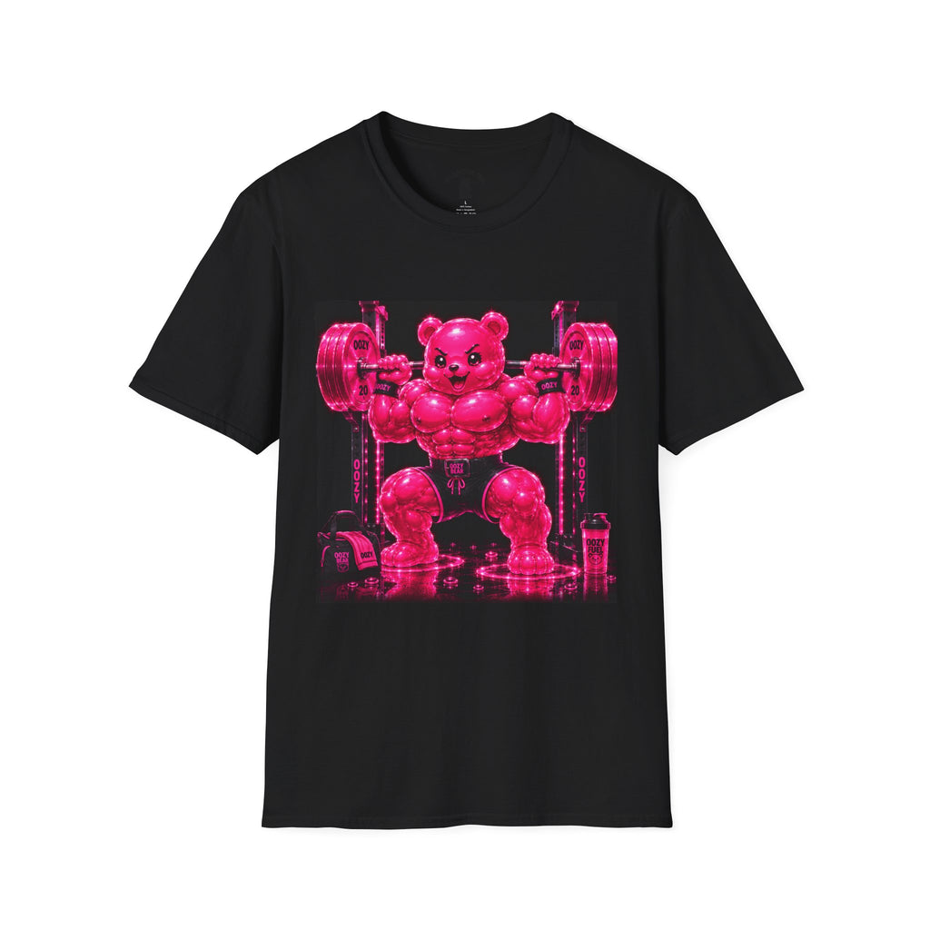 Feeling Like a Work Out, Pink Oozy Buff Bear Gummy Gym Special- Adult Graphic Shirt