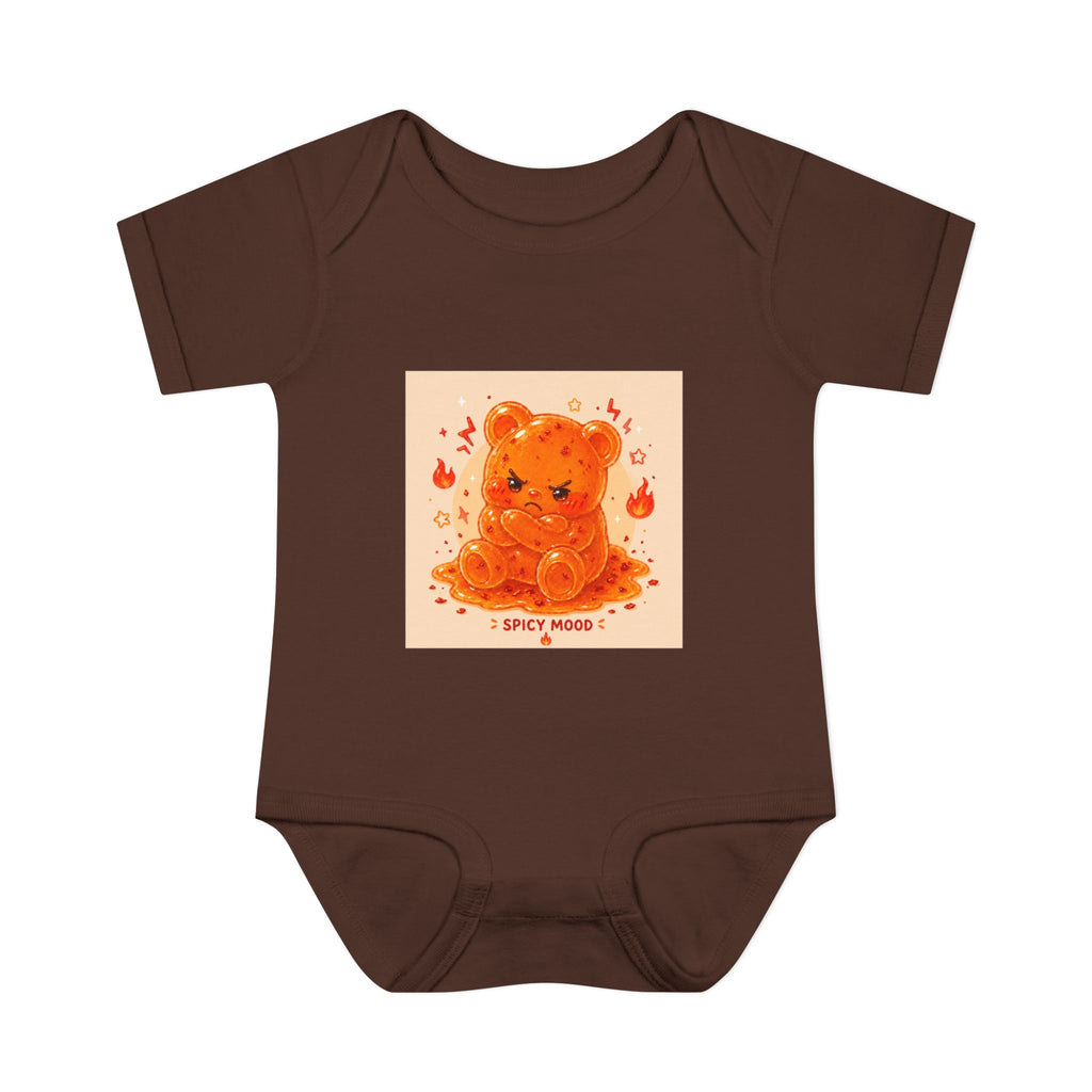 Spicy Mood Orange Gooey Gummy Bear Bodysuit — Cute Hot Pepper Bear Baby Onesie